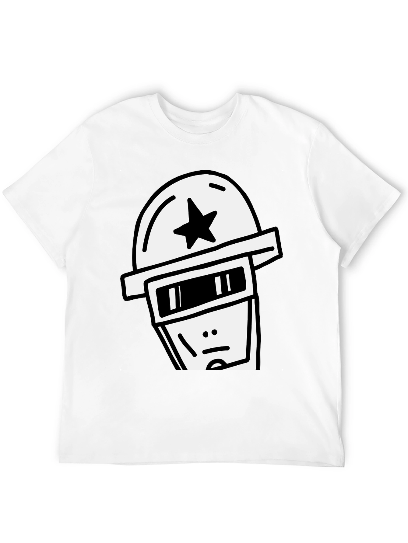 Cool Graphic Tee - Star Helmet Robot Design