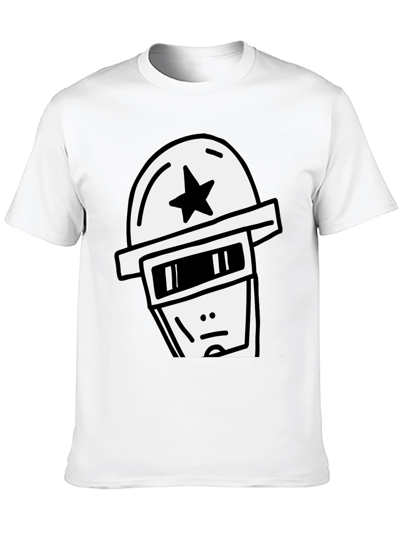 Cool Graphic Tee - Star Helmet Robot Design