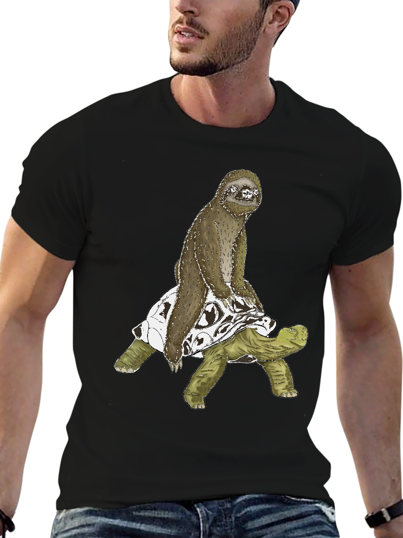 Sloth Riding Turtle Graphic Tee