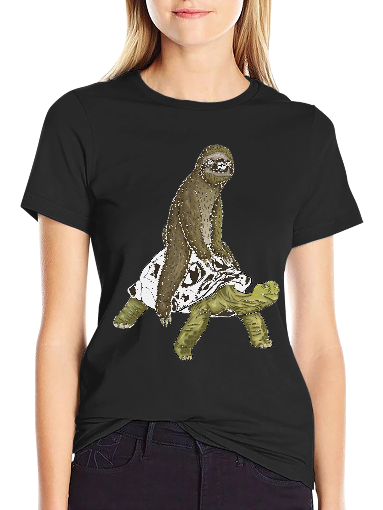 Sloth Riding Turtle Graphic Tee
