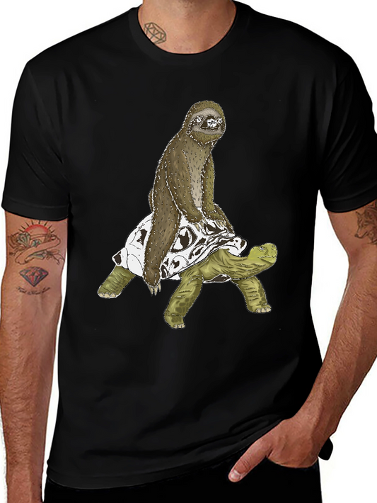 Sloth Riding Turtle Graphic Tee
