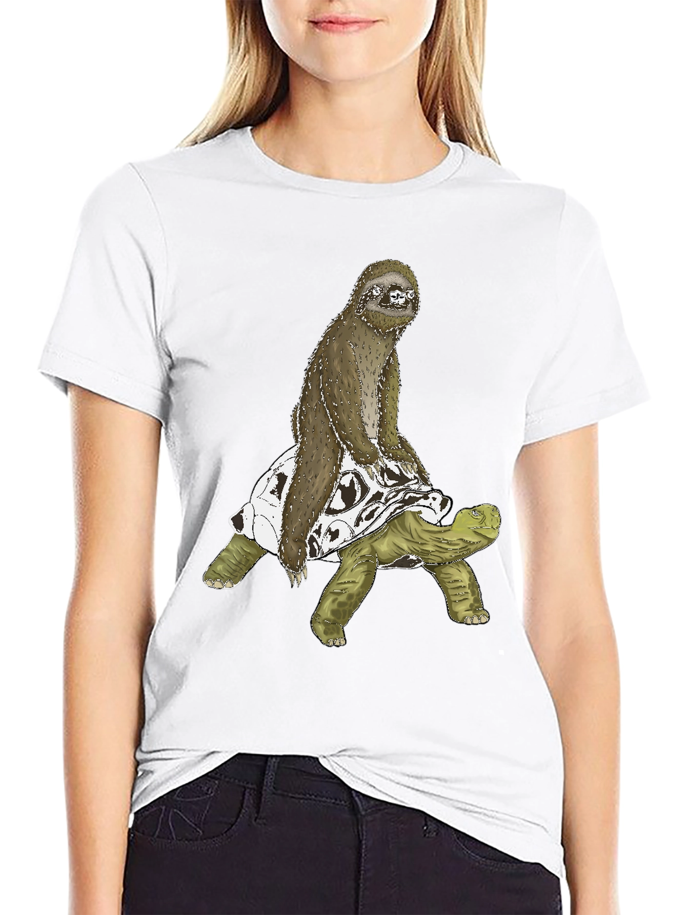 Sloth Riding Turtle Graphic Tee