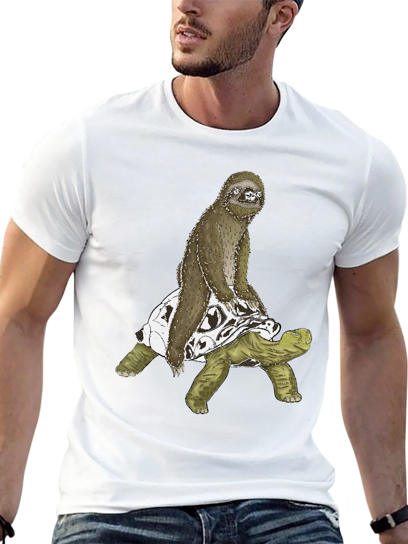 Sloth Riding Turtle Graphic Tee