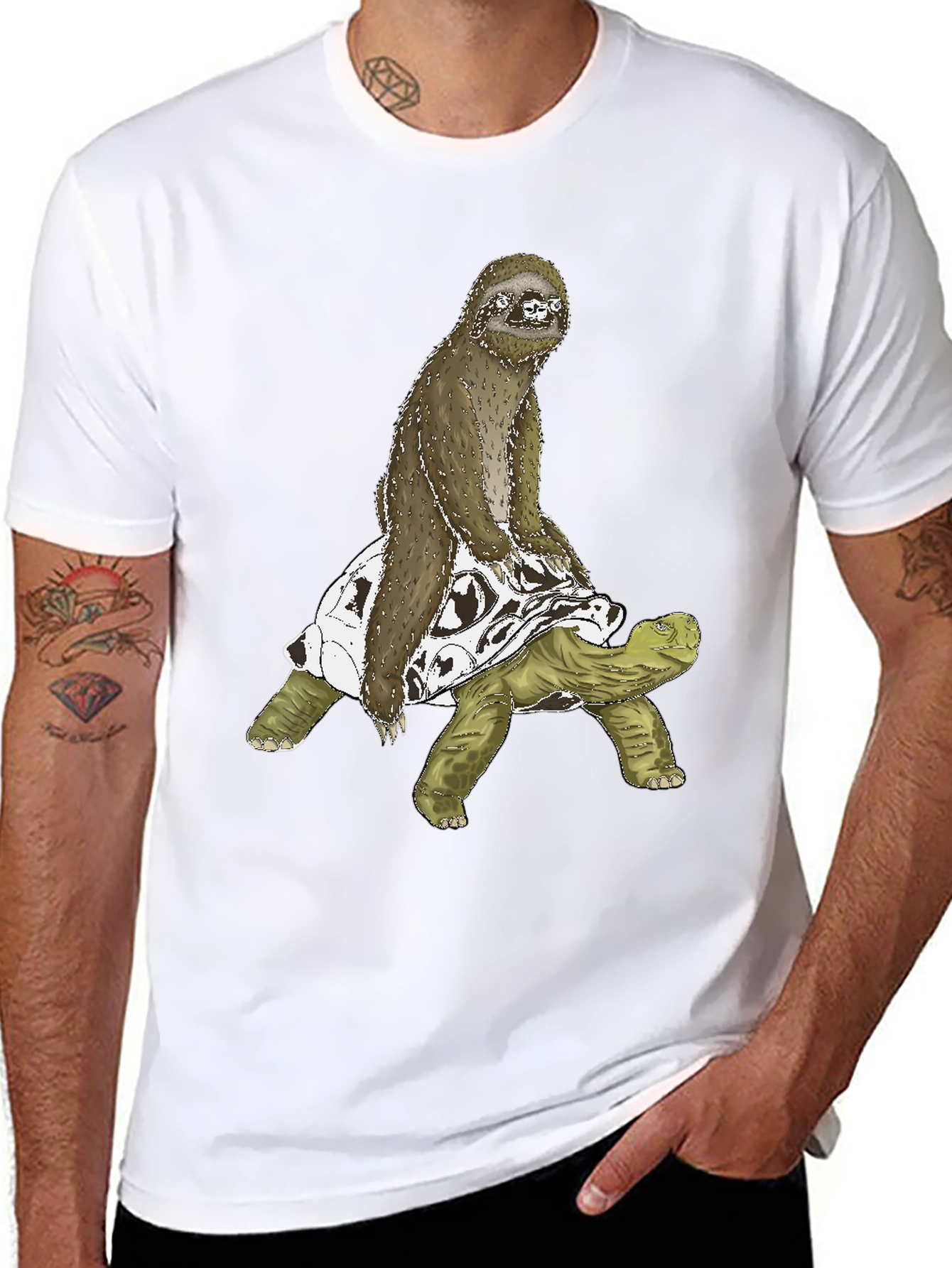 Sloth Riding Turtle Graphic Tee