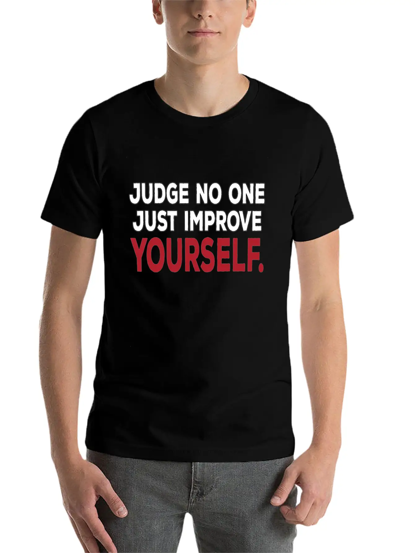No Judge, Just Improve Yourself Positive Mindset Timeless Short Sleeve Tee – Comfy And Minimalist Design