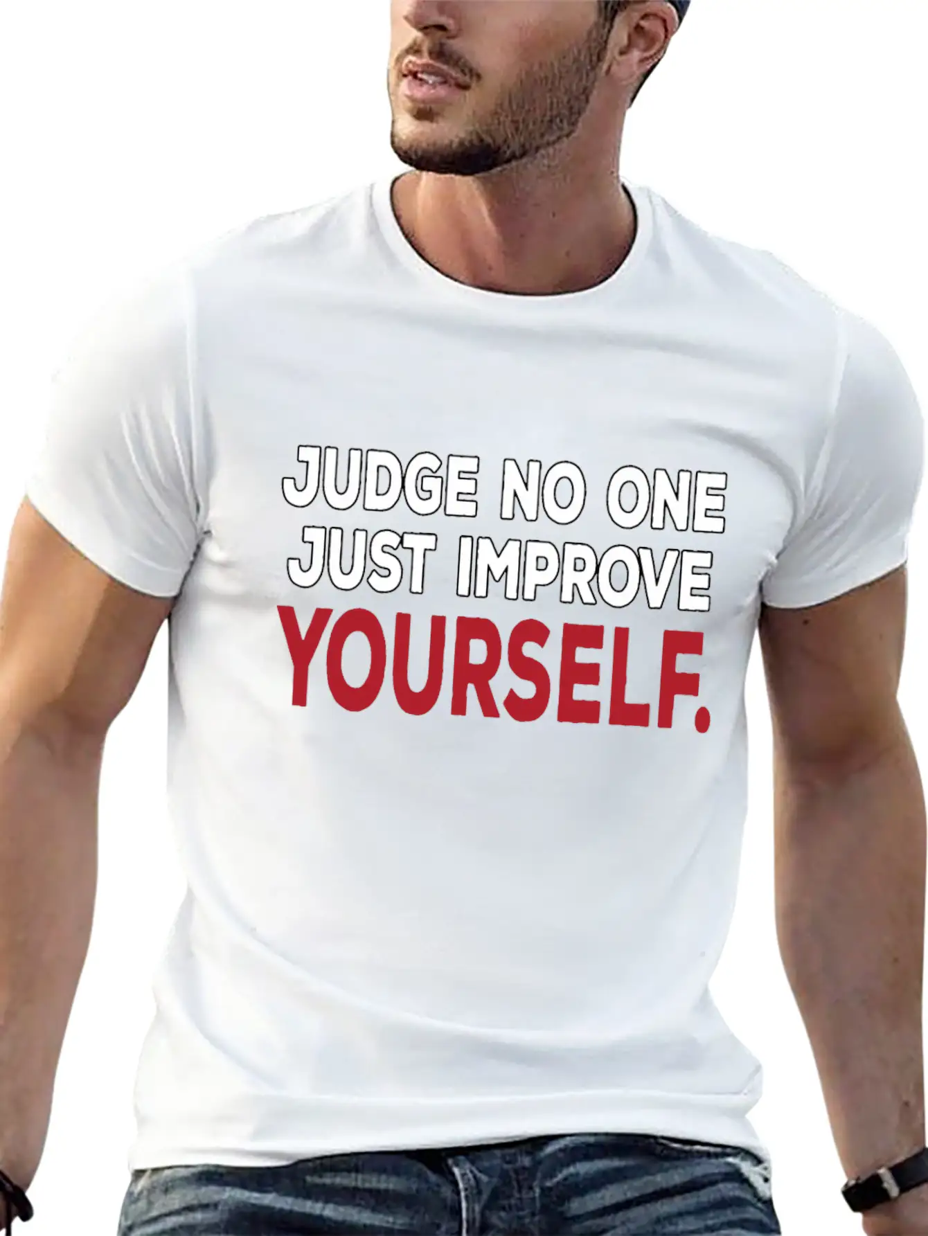 No Judge, Just Improve Yourself Positive Mindset Timeless Short Sleeve Tee – Comfy And Minimalist Design