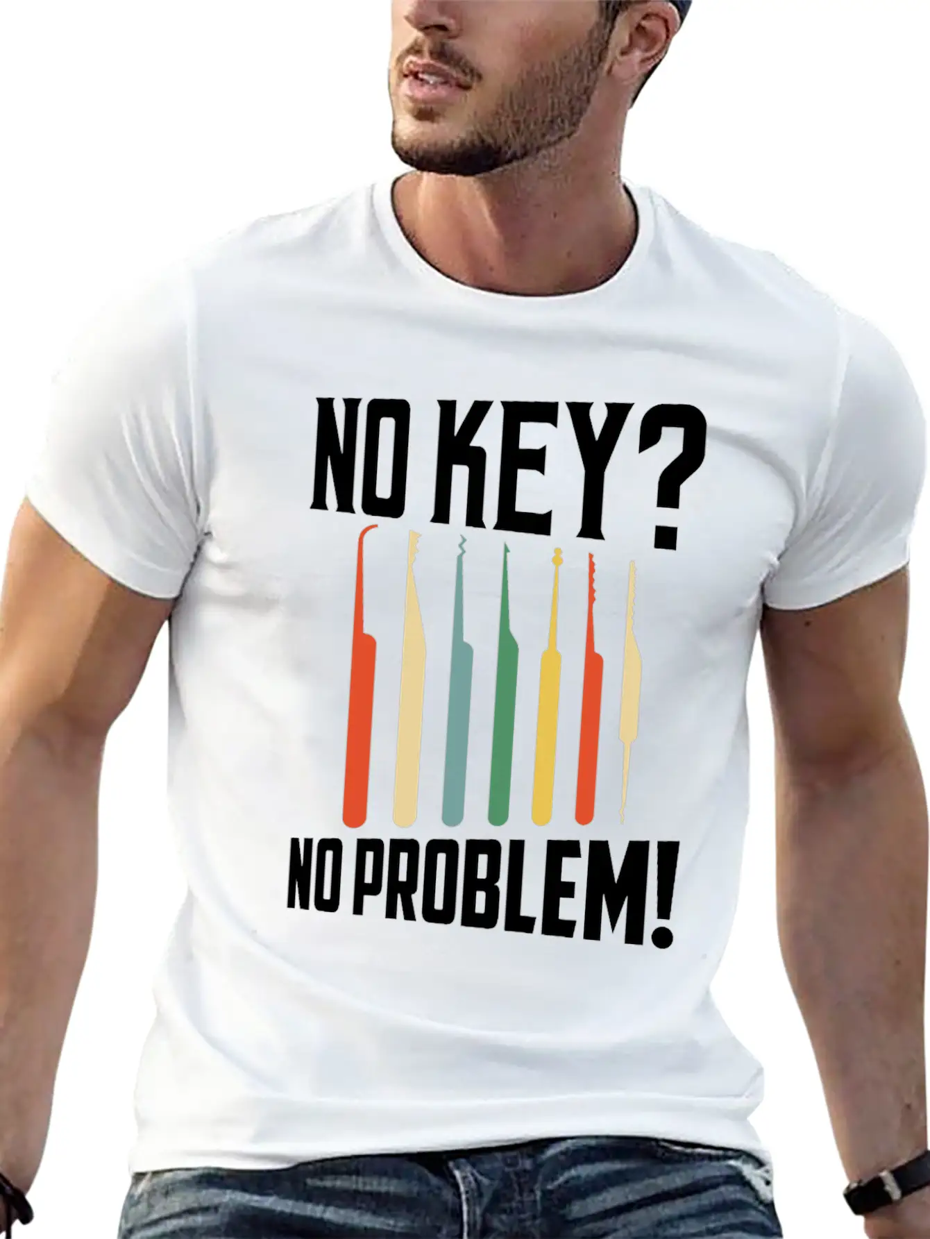 No Key? No Problem! Lockpicker Locksmith Essential Unisex Summer Tee – Soft Cotton Casual Fit
