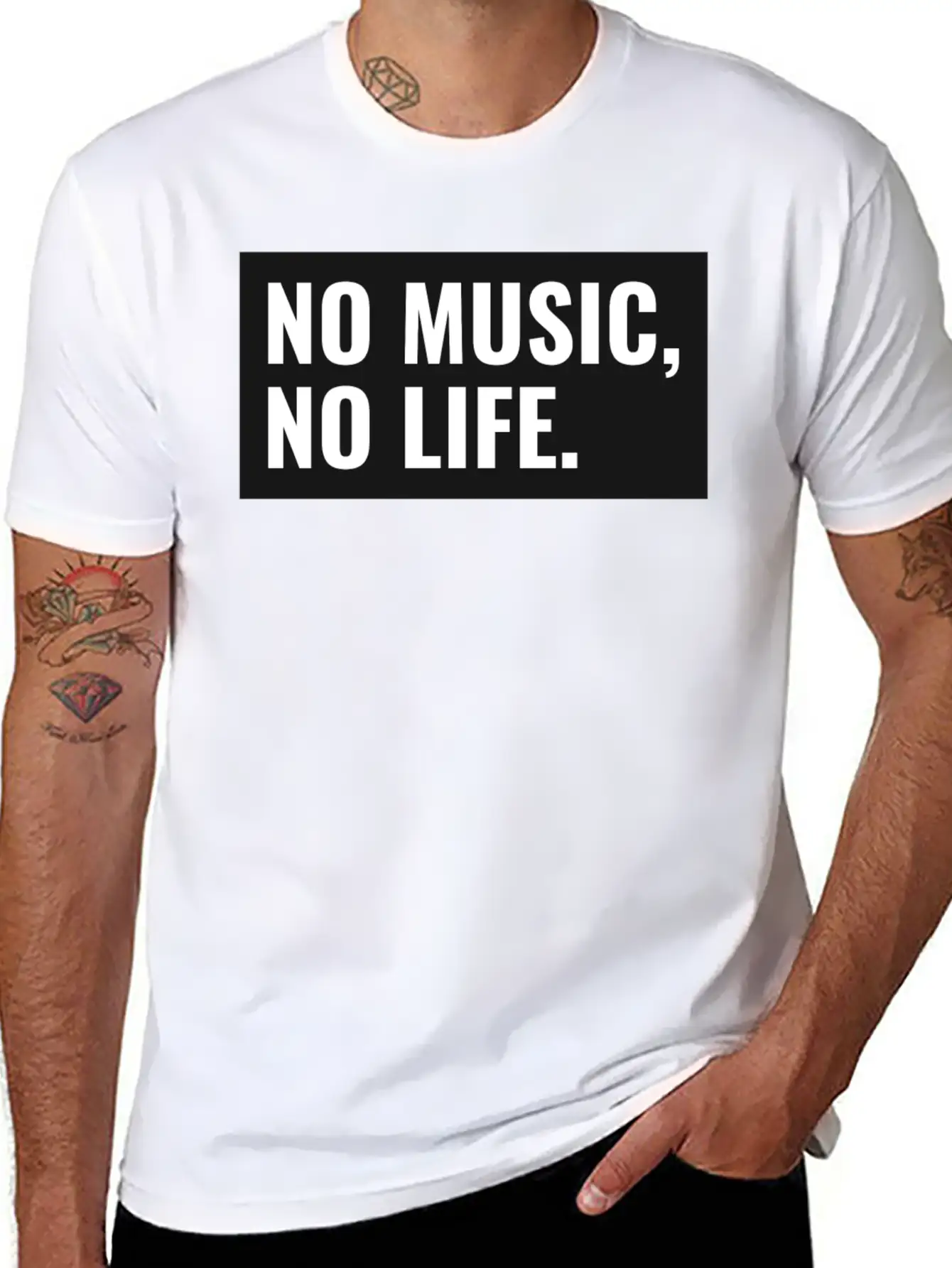 No Music, No Life. Stylish Everyday T-Shirt – Unisex Basic Cotton Tee