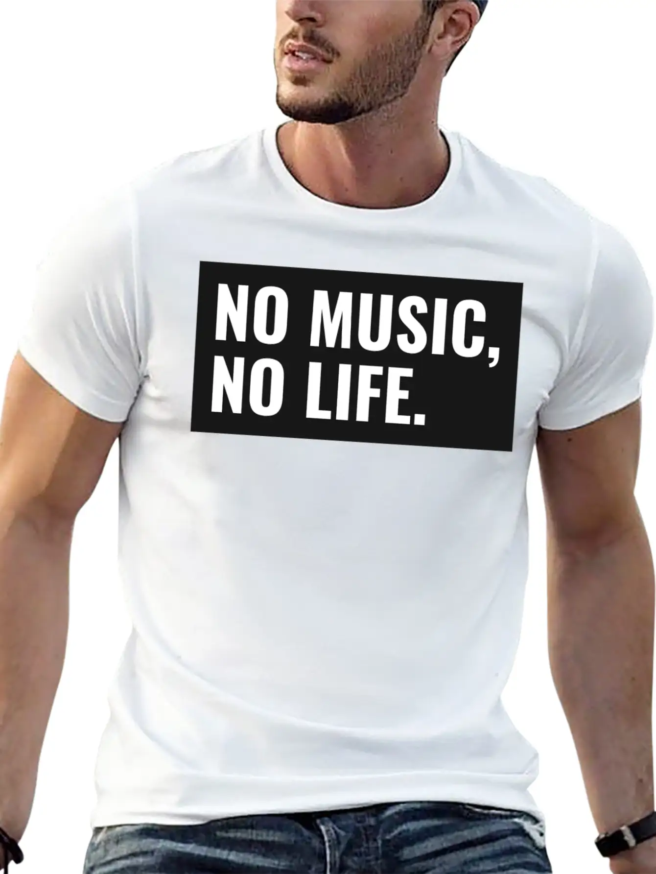 No Music, No Life. Stylish Everyday T-Shirt – Unisex Basic Cotton Tee