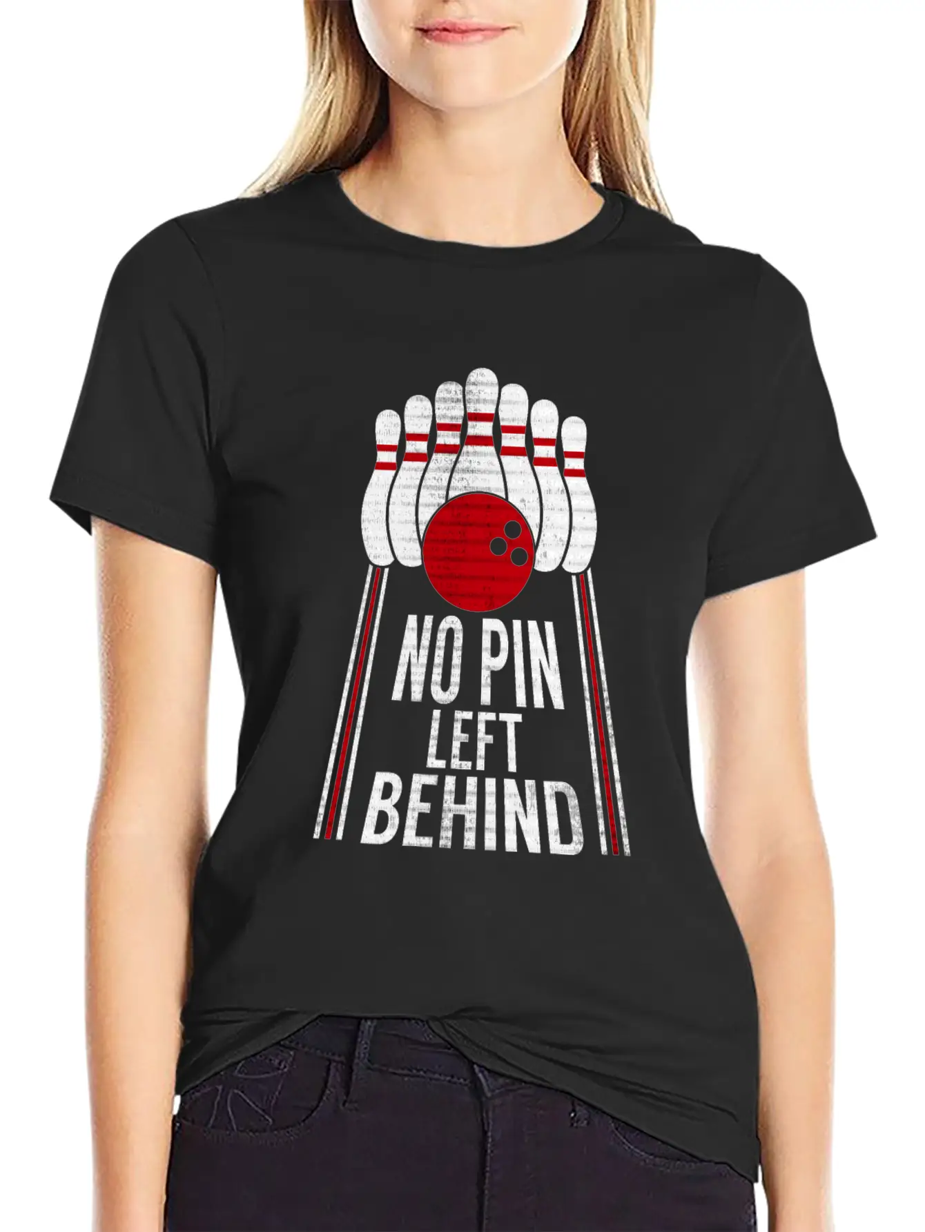 No Pin Left Behind Bowling Gift Stylish Everyday T-Shirt – Unisex Basic Cotton Tee