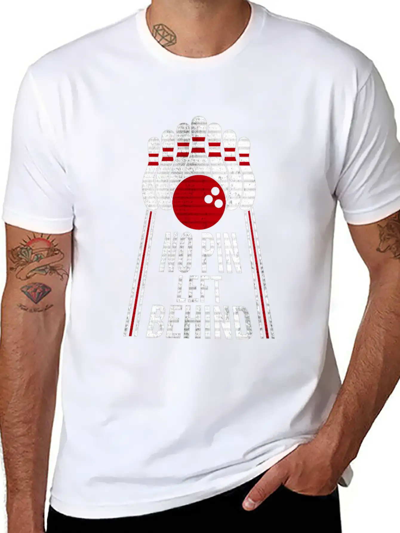 No Pin Left Behind Bowling Gift Stylish Everyday T-Shirt – Unisex Basic Cotton Tee