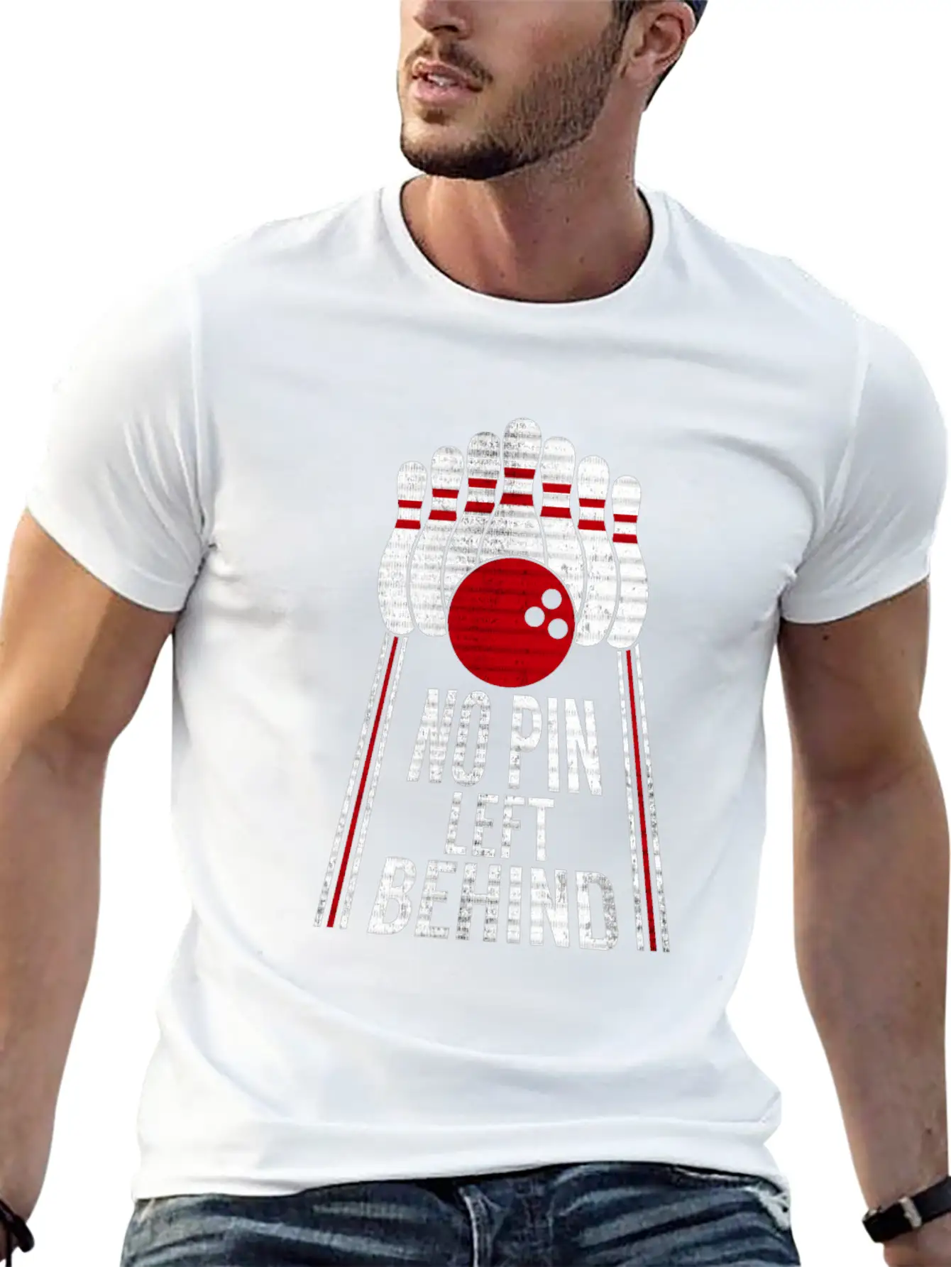 No Pin Left Behind Bowling Gift Stylish Everyday T-Shirt – Unisex Basic Cotton Tee