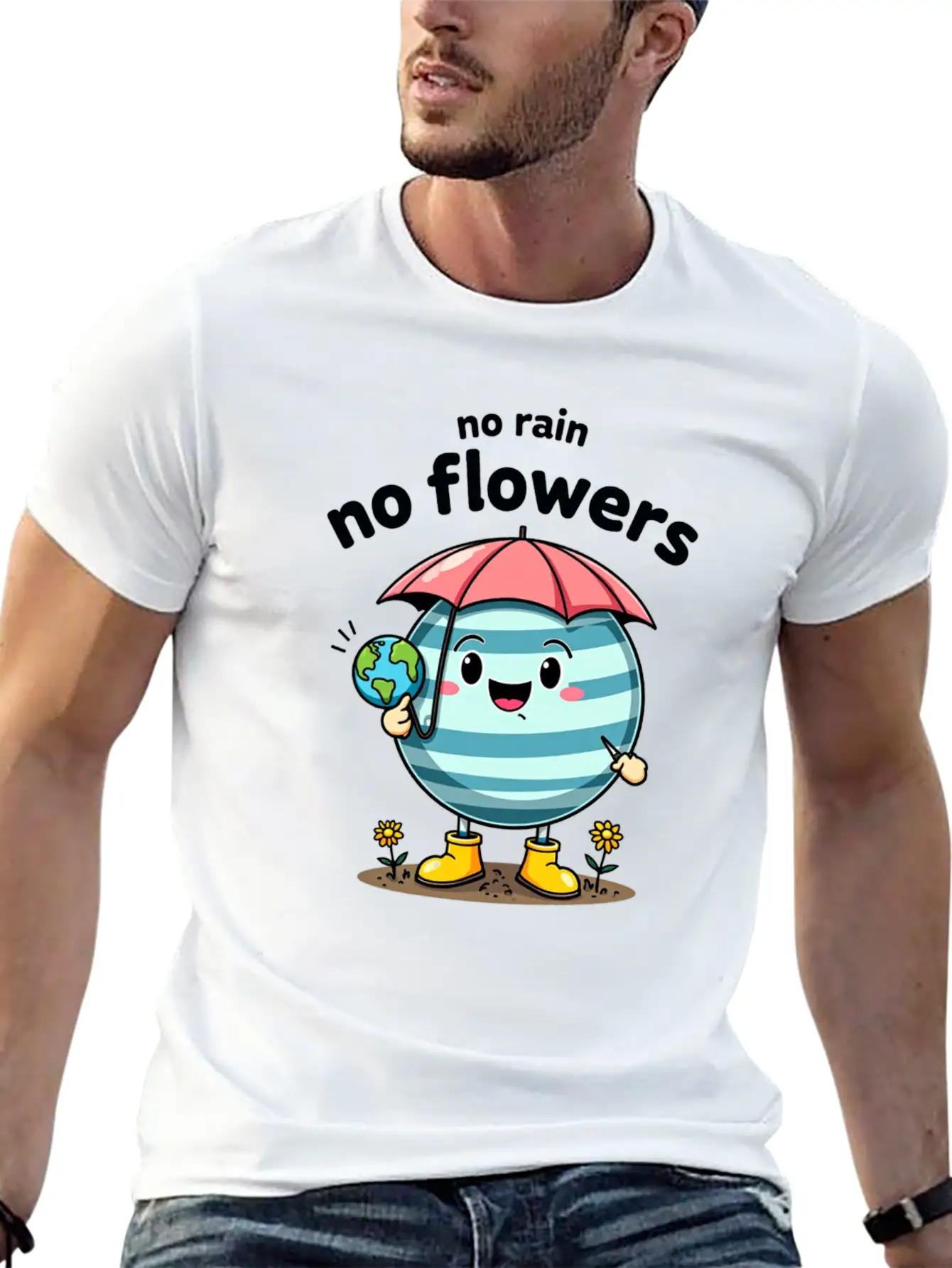 No Rain, No Flowers Essential Unisex Summer Tee – Soft Cotton Casual Fit