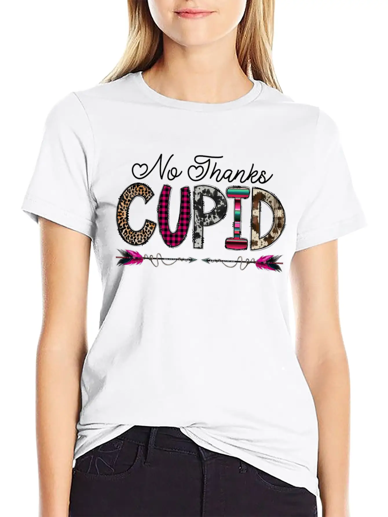 No Thanks Cupid Comfortable Minimalist Graphic Tee – Summer Style Essential