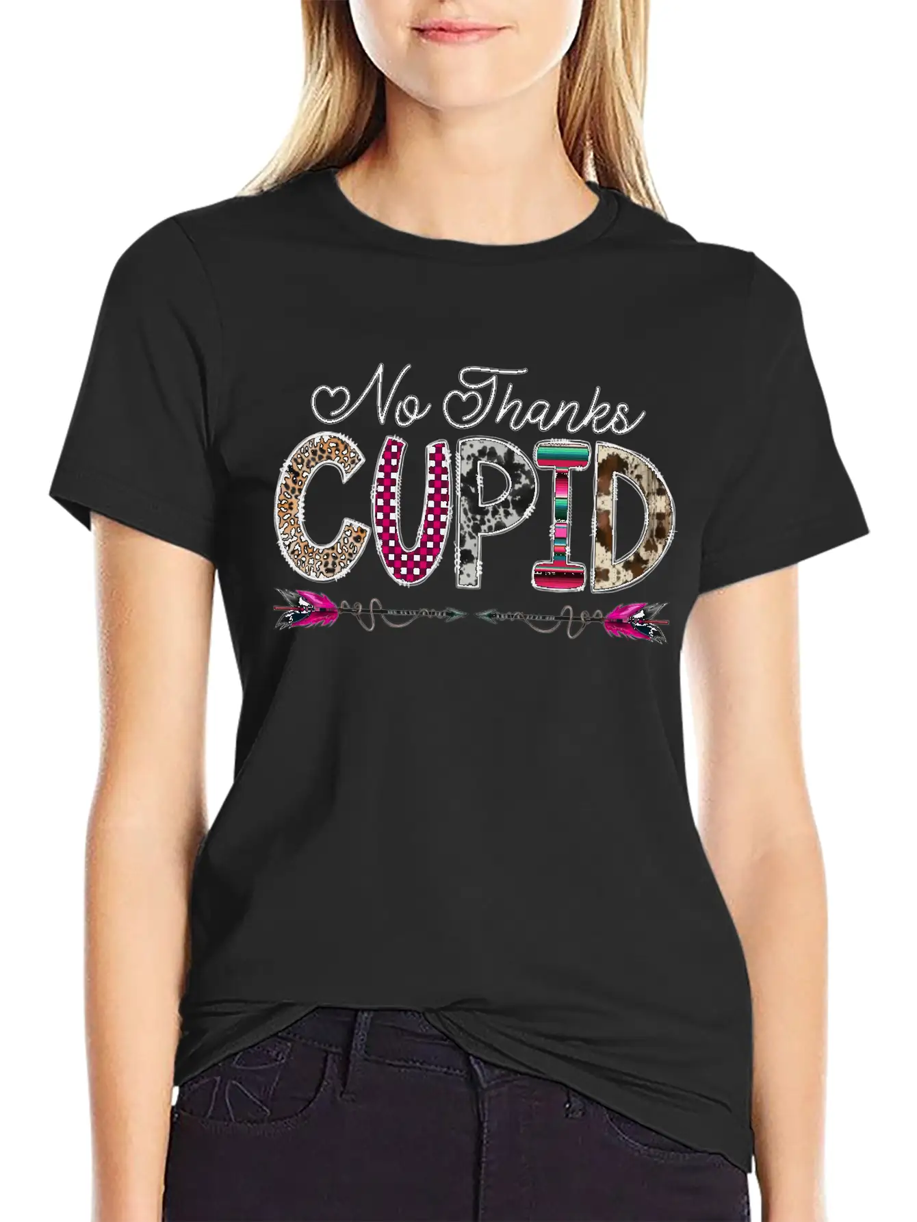 No Thanks Cupid Comfortable Minimalist Graphic Tee – Summer Style Essential