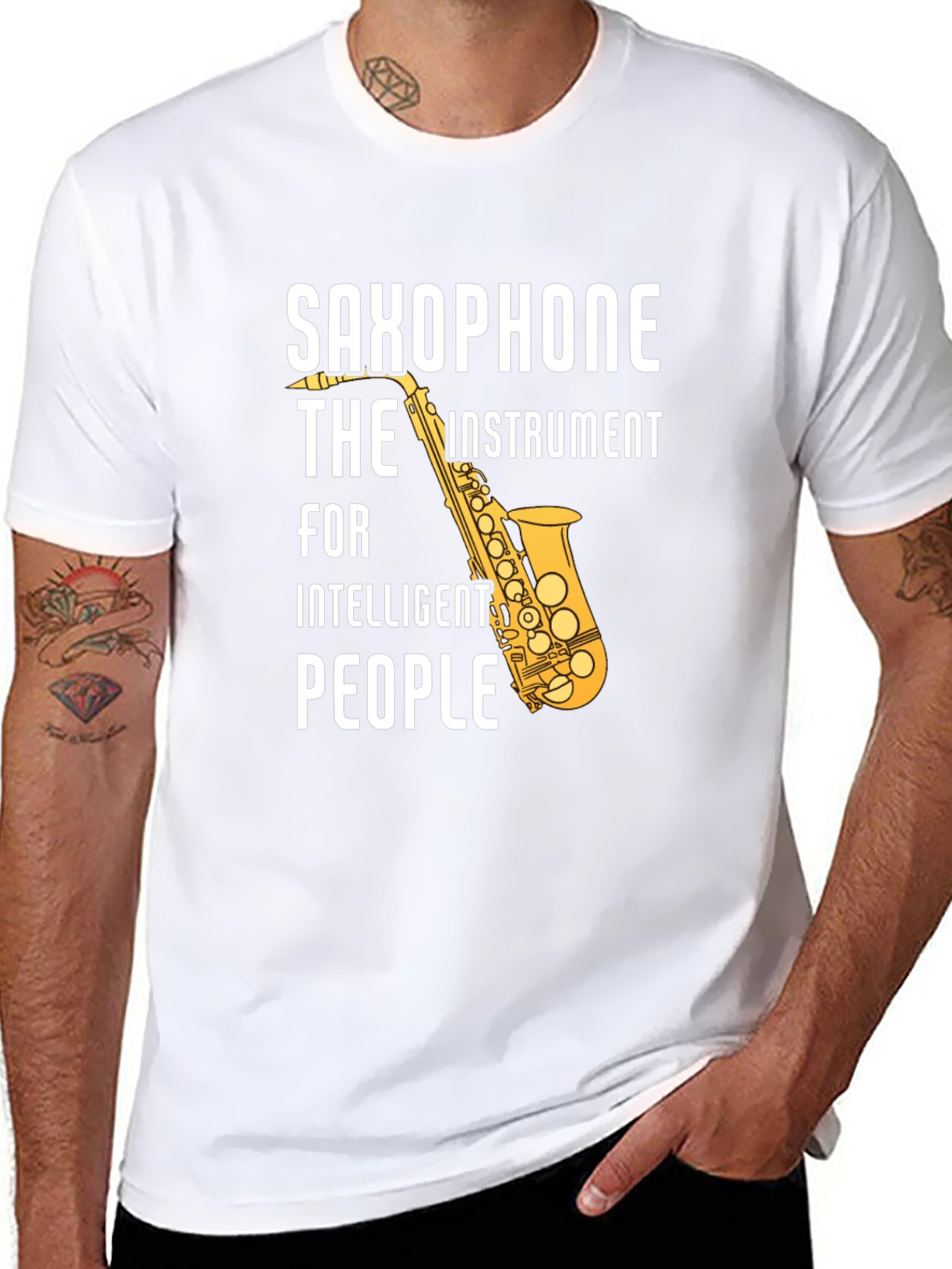 Saxophone Intelligent People Graphic T-Shirt