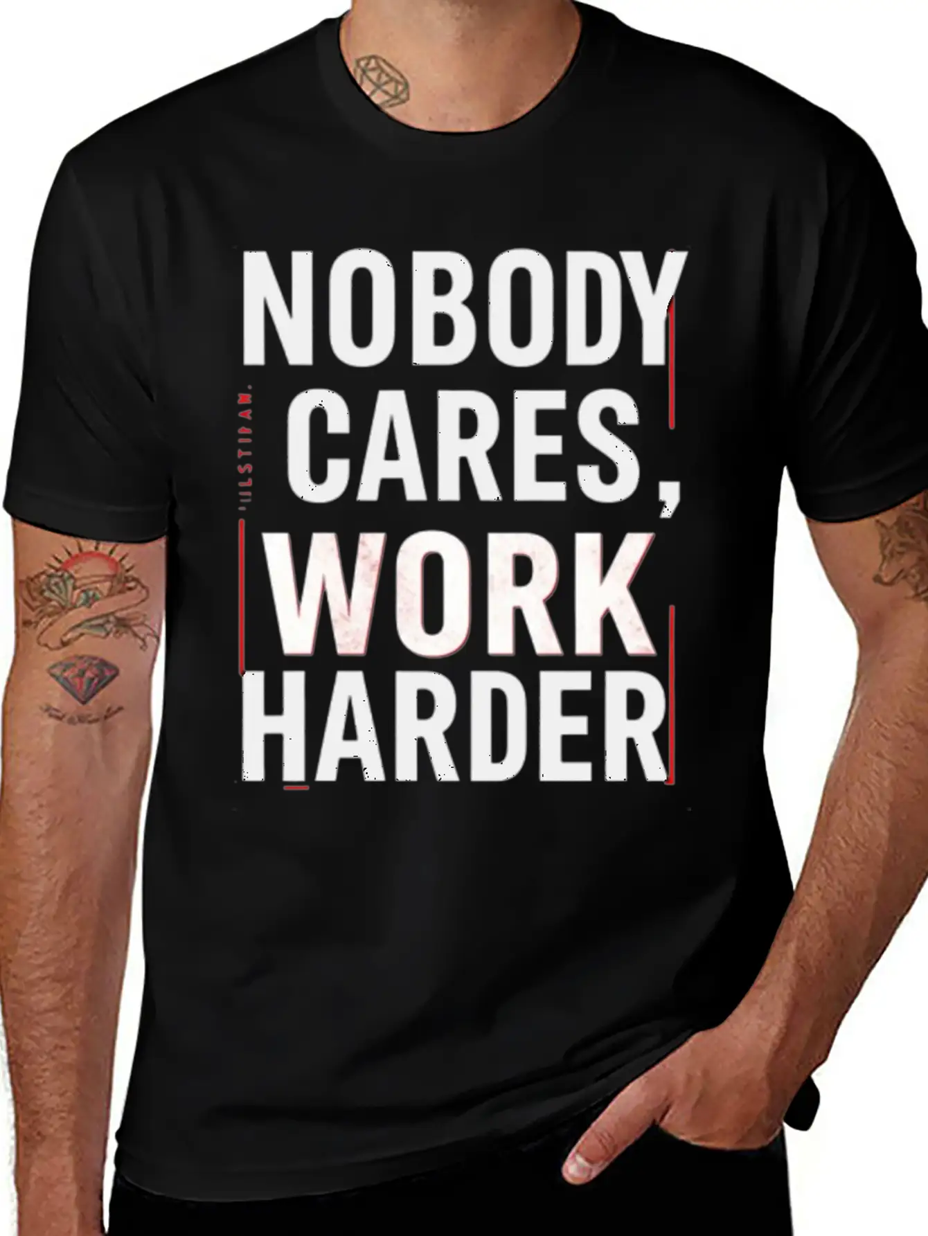Nobody Cares, Work Harder Comfortable Minimalist Graphic Tee – Summer Style Essential