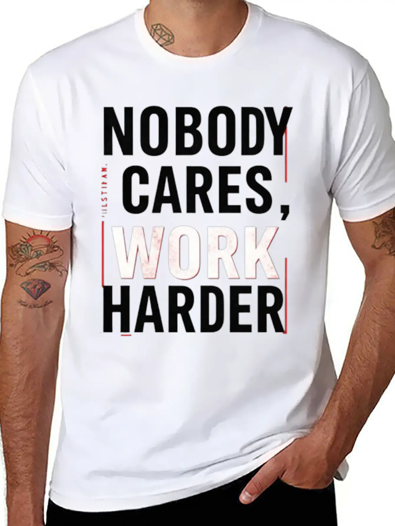 Nobody Cares, Work Harder Comfortable Minimalist Graphic Tee – Summer Style Essential