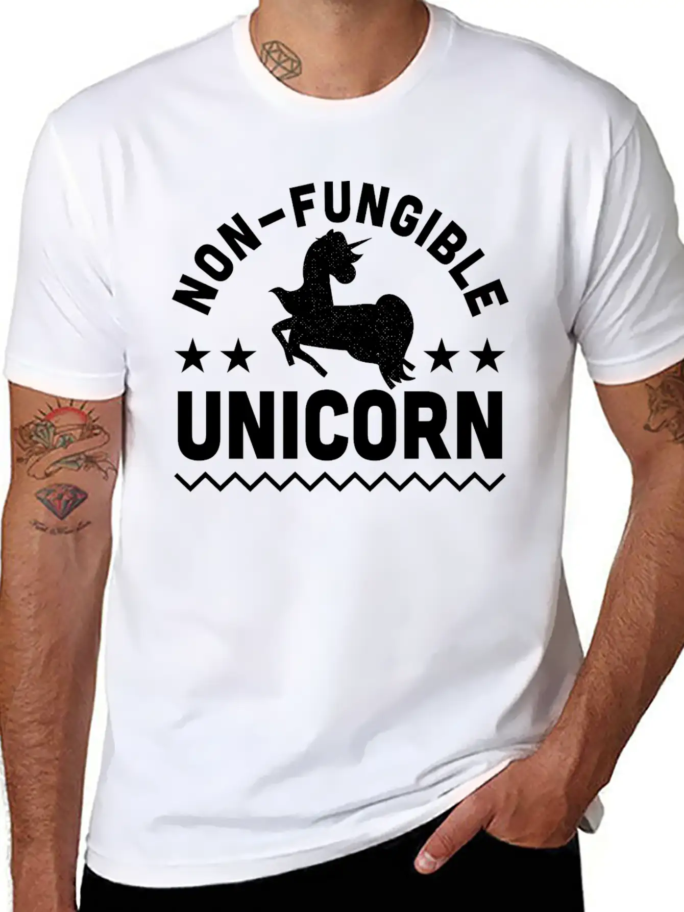 Non-Fungible Unicorn NFT Crypto Art Humor Stylish Everyday T-Shirt – Unisex Basic Cotton Tee