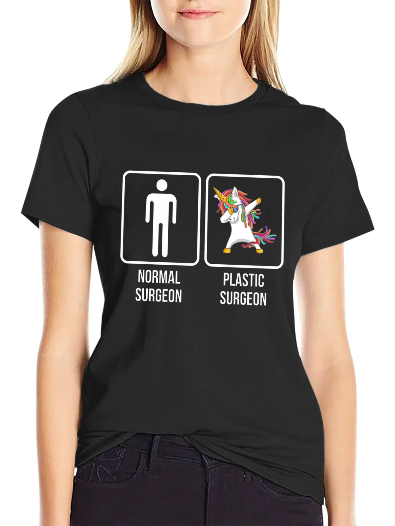 Normal Surgeon Plastic Surgeon Dabbing Unicorn Stylish Everyday T-Shirt – Unisex Basic Cotton Tee
