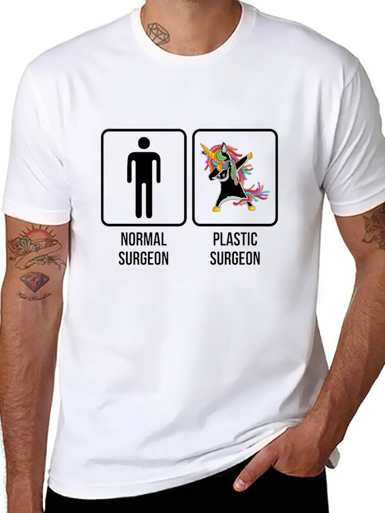 Normal Surgeon Plastic Surgeon Dabbing Unicorn Stylish Everyday T-Shirt – Unisex Basic Cotton Tee