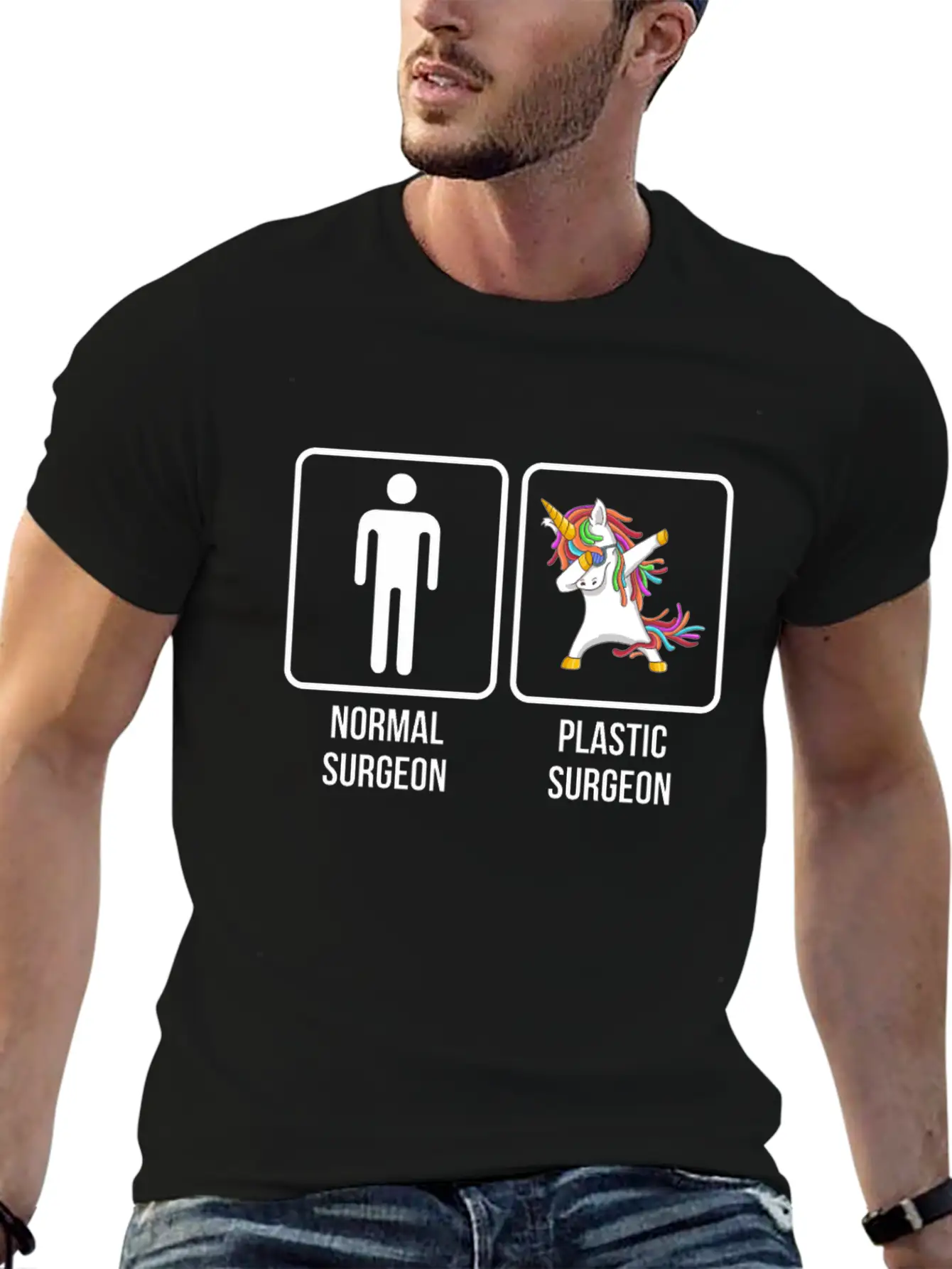 Normal Surgeon Plastic Surgeon Dabbing Unicorn Stylish Everyday T-Shirt – Unisex Basic Cotton Tee