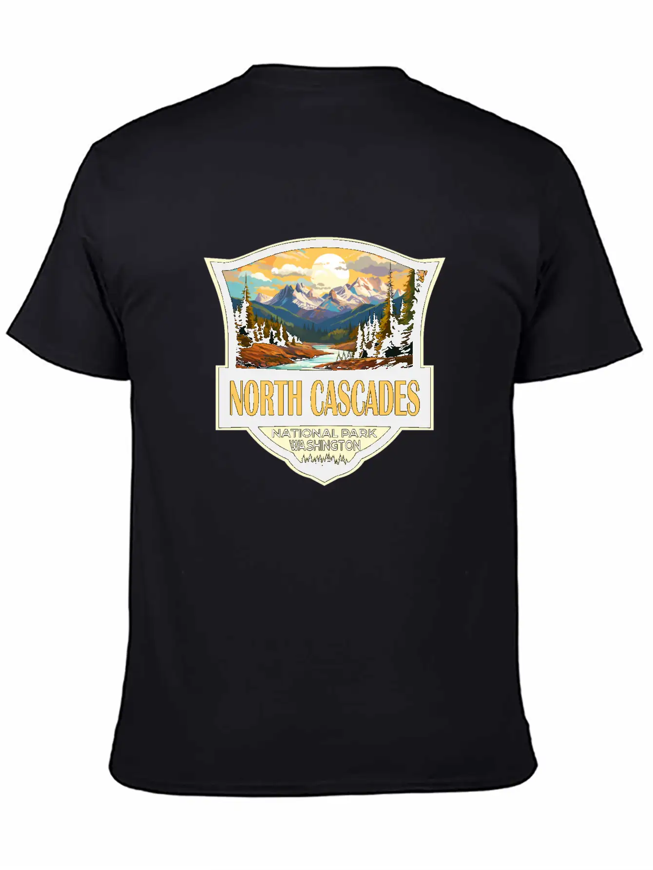 North Cascades National Park Illustration Retro Comfortable Minimalist Graphic Tee – Summer Style Essential