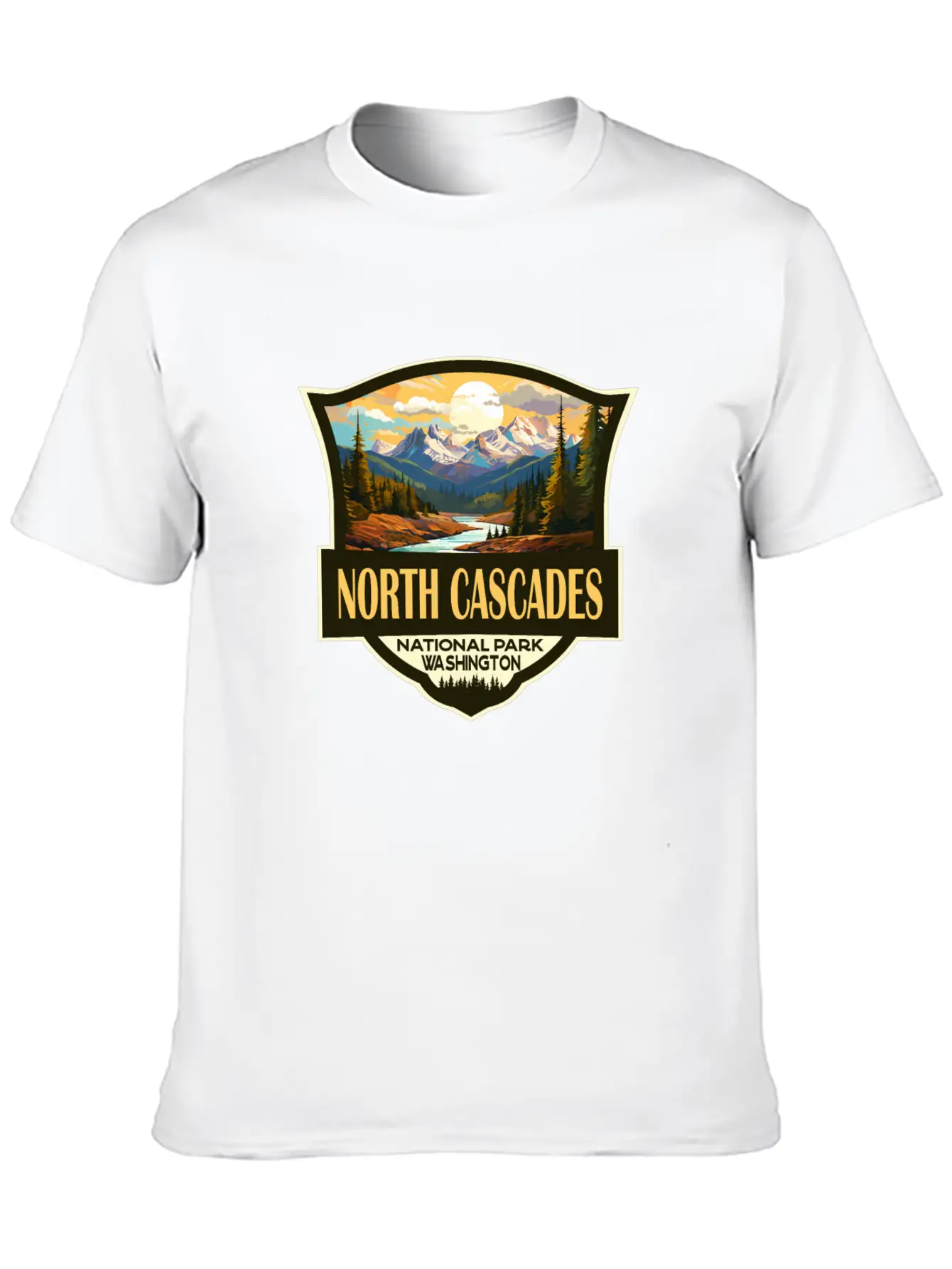 North Cascades National Park Illustration Retro Comfortable Minimalist Graphic Tee – Summer Style Essential