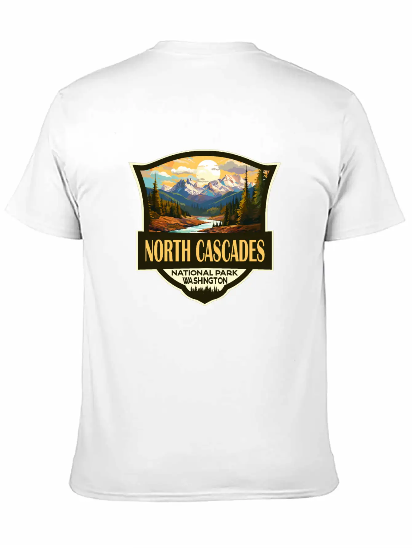 North Cascades National Park Illustration Retro Comfortable Minimalist Graphic Tee – Summer Style Essential