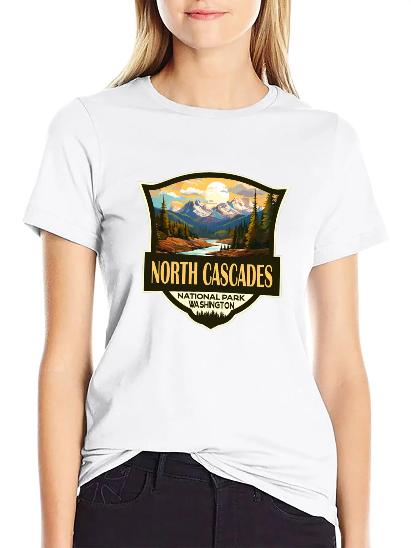 North Cascades National Park Illustration Retro Comfortable Minimalist Graphic Tee – Summer Style Essential