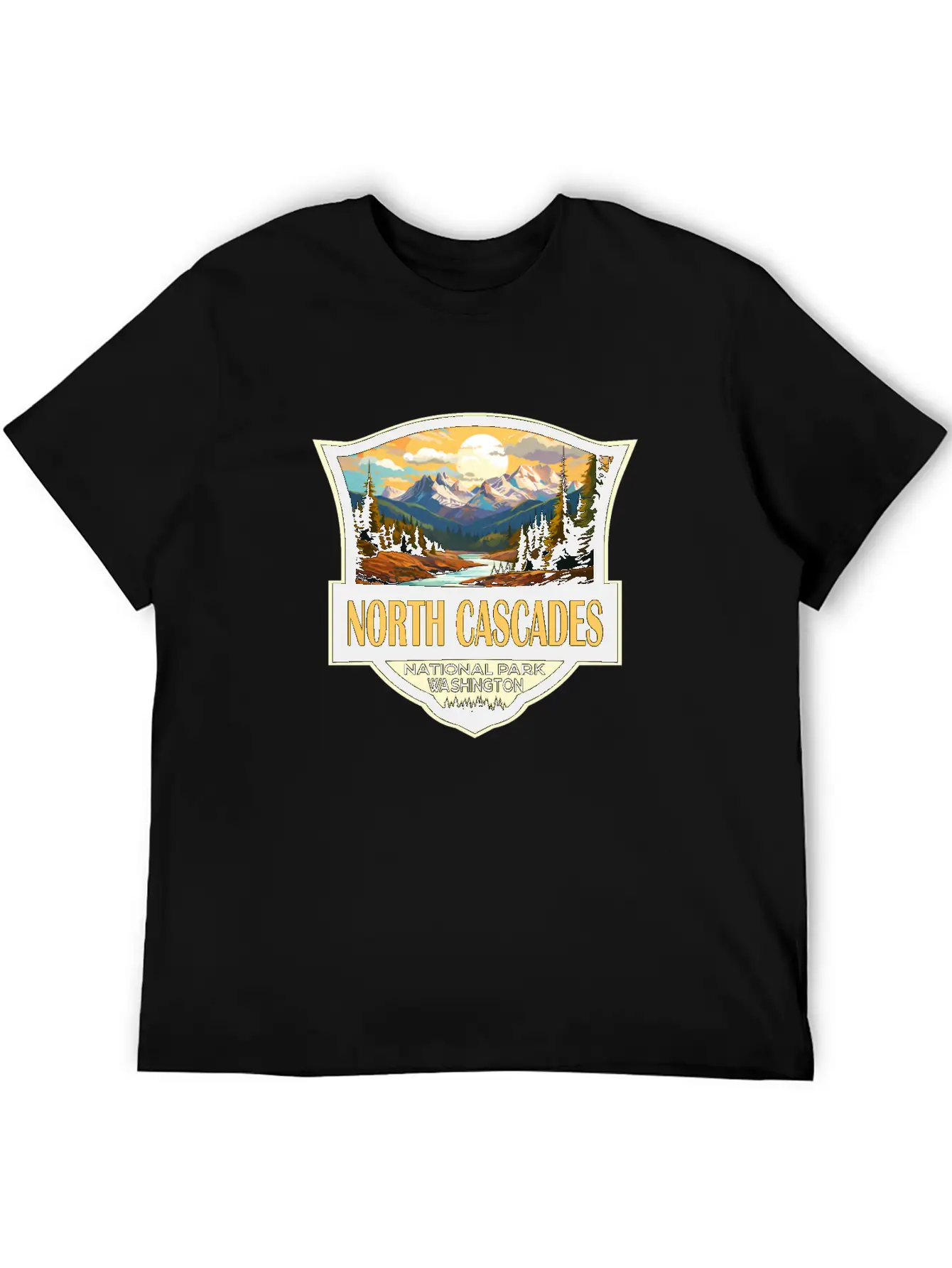 North Cascades National Park Illustration Retro Comfortable Minimalist Graphic Tee – Summer Style Essential