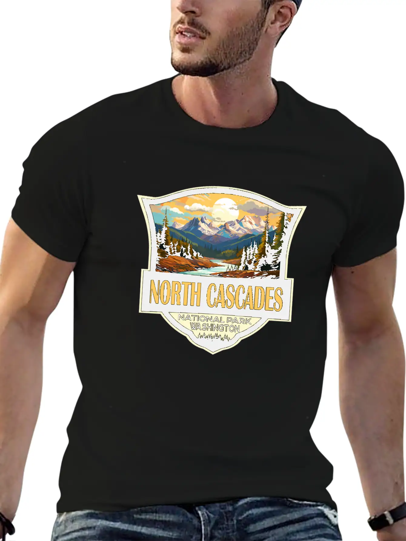 North Cascades National Park Illustration Retro Comfortable Minimalist Graphic Tee – Summer Style Essential
