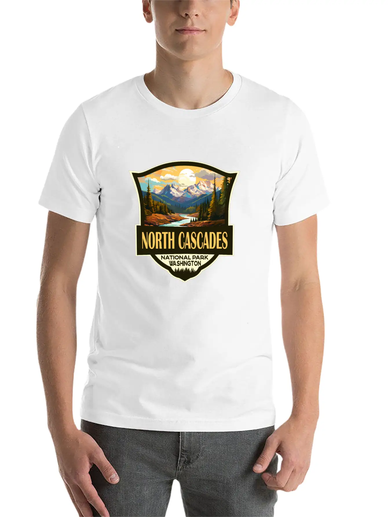 North Cascades National Park Illustration Retro Comfortable Minimalist Graphic Tee – Summer Style Essential