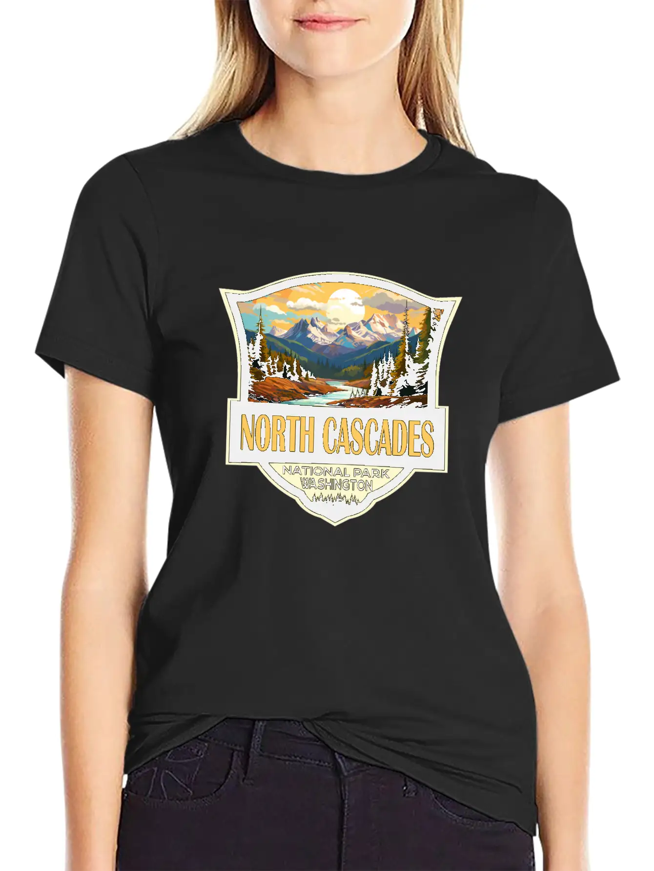 North Cascades National Park Illustration Retro Comfortable Minimalist Graphic Tee – Summer Style Essential