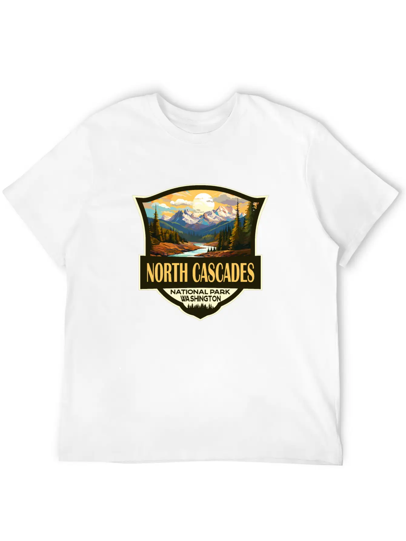 North Cascades National Park Illustration Retro Comfortable Minimalist Graphic Tee – Summer Style Essential
