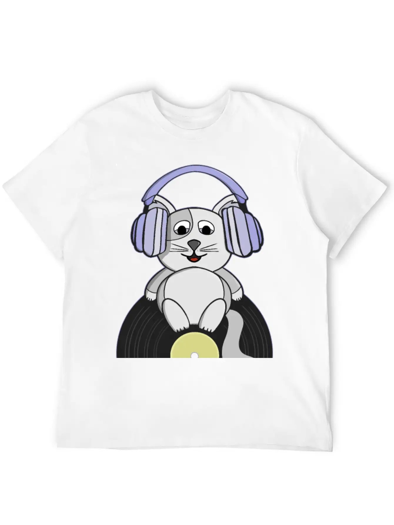 Nostalgic Kitten Who Loves Vinyl Records Essential Unisex Summer Tee – Soft Cotton Casual Fit