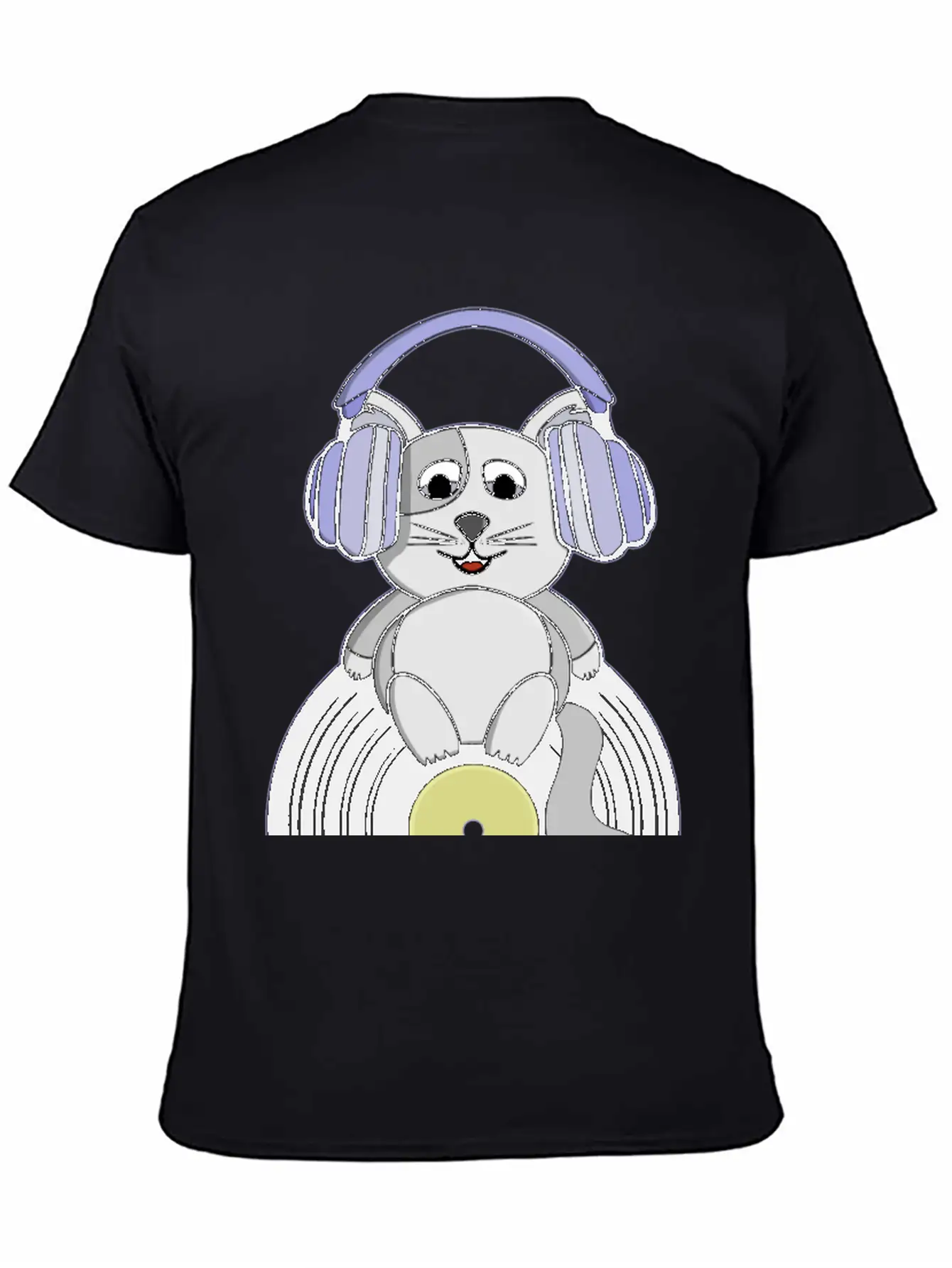 Nostalgic Kitten Who Loves Vinyl Records Essential Unisex Summer Tee – Soft Cotton Casual Fit