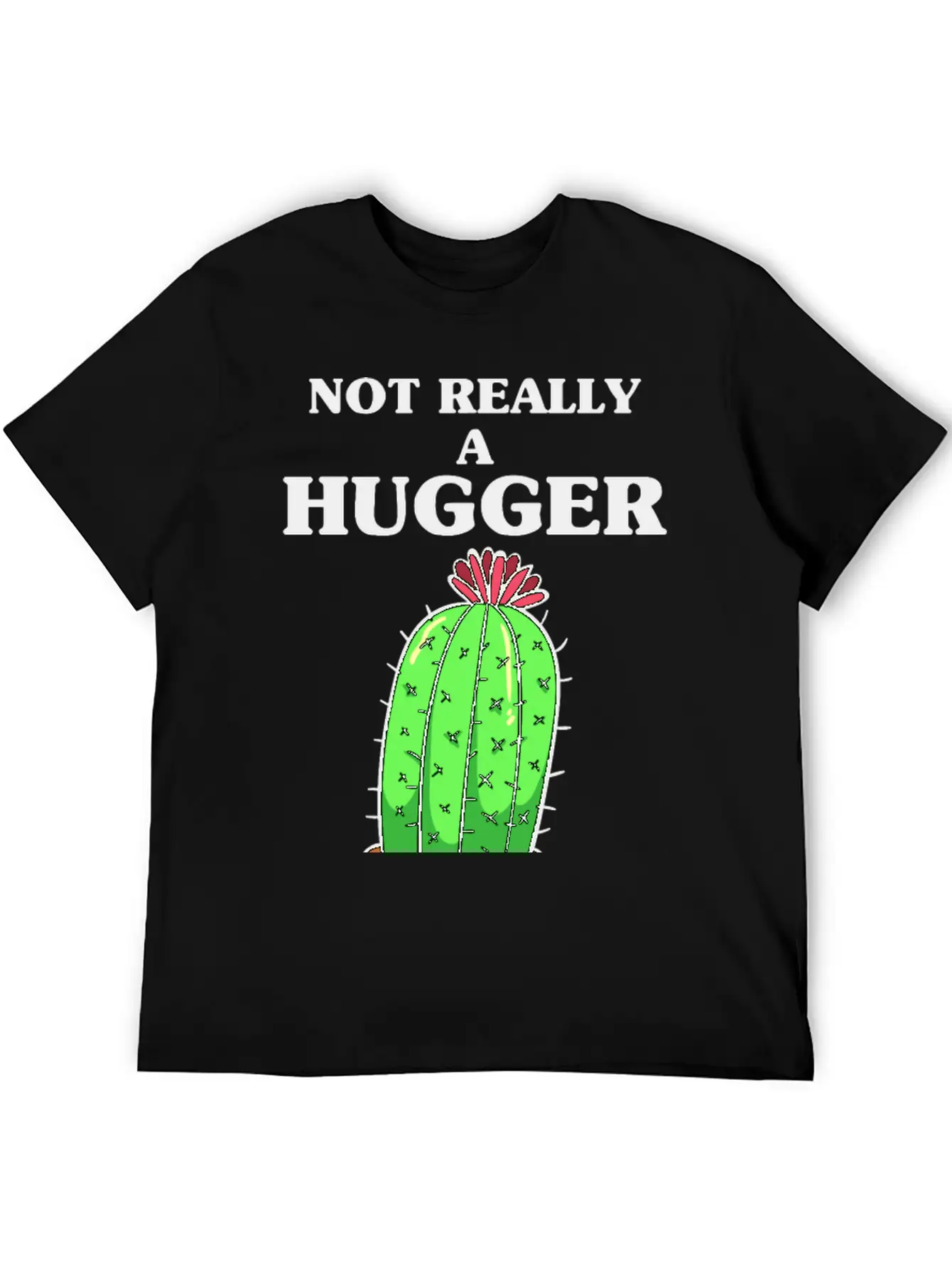 Not Really A Hugger, Cactus Comfortable Minimalist Graphic Tee – Summer Style Essential