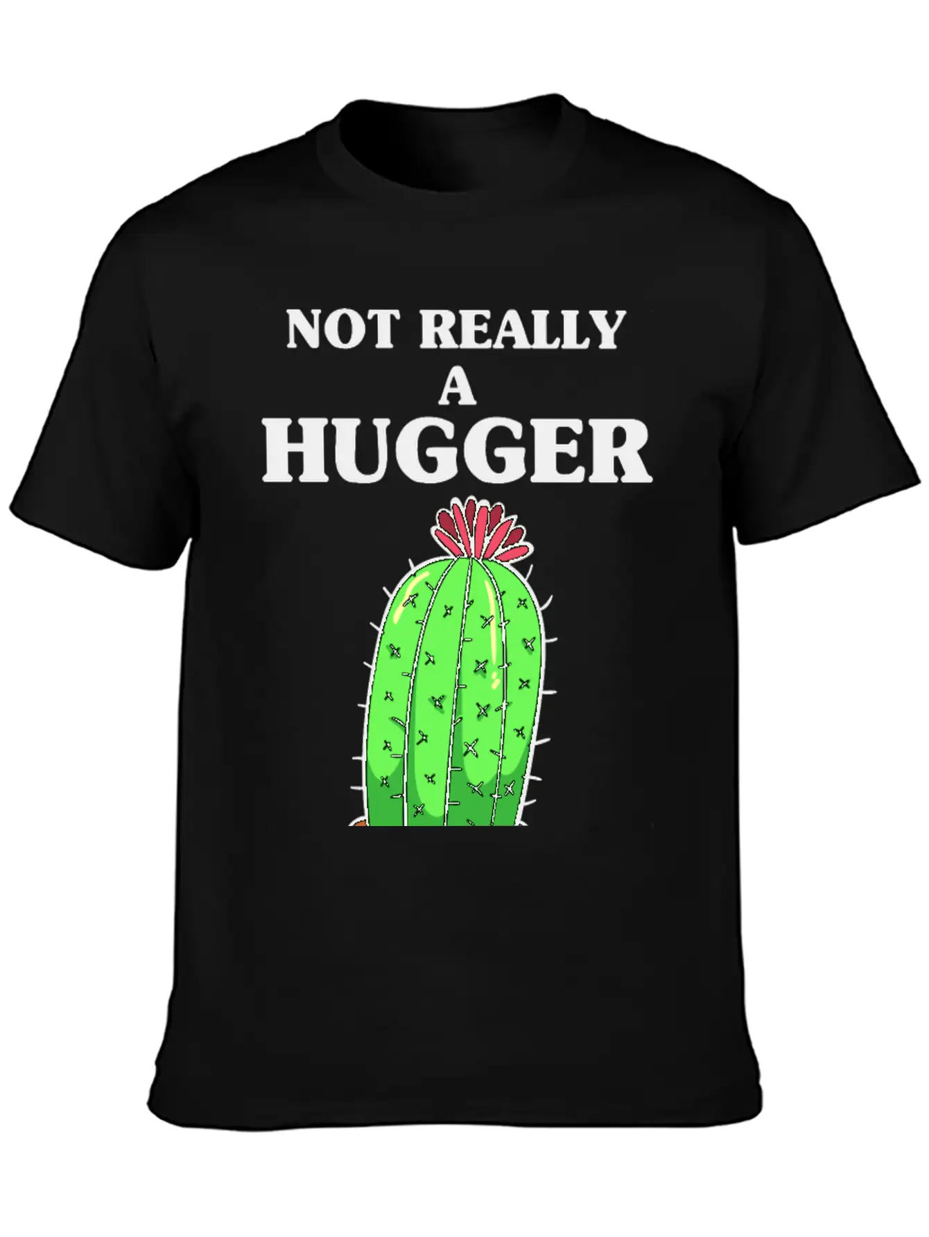 Not Really A Hugger, Cactus Comfortable Minimalist Graphic Tee – Summer Style Essential