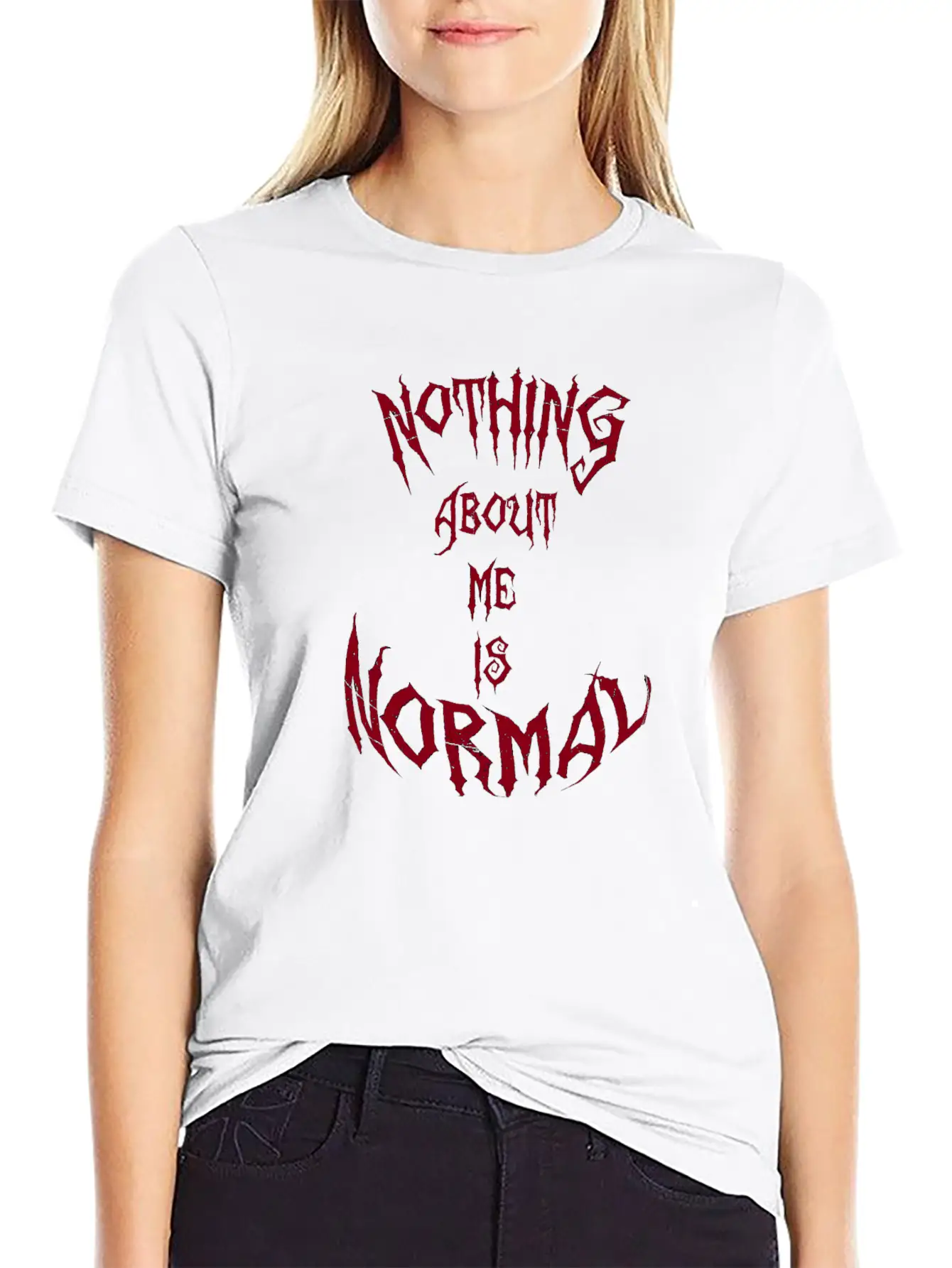 Nothing About Me Is Normal (red) Stylish Everyday T-Shirt – Unisex Basic Cotton Tee