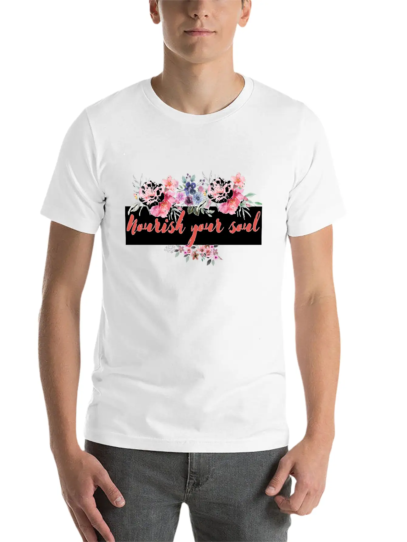 Nourish Your Soul Unisex Short Sleeve Soft Cotton T-Shirt – Casual Everyday Wear
