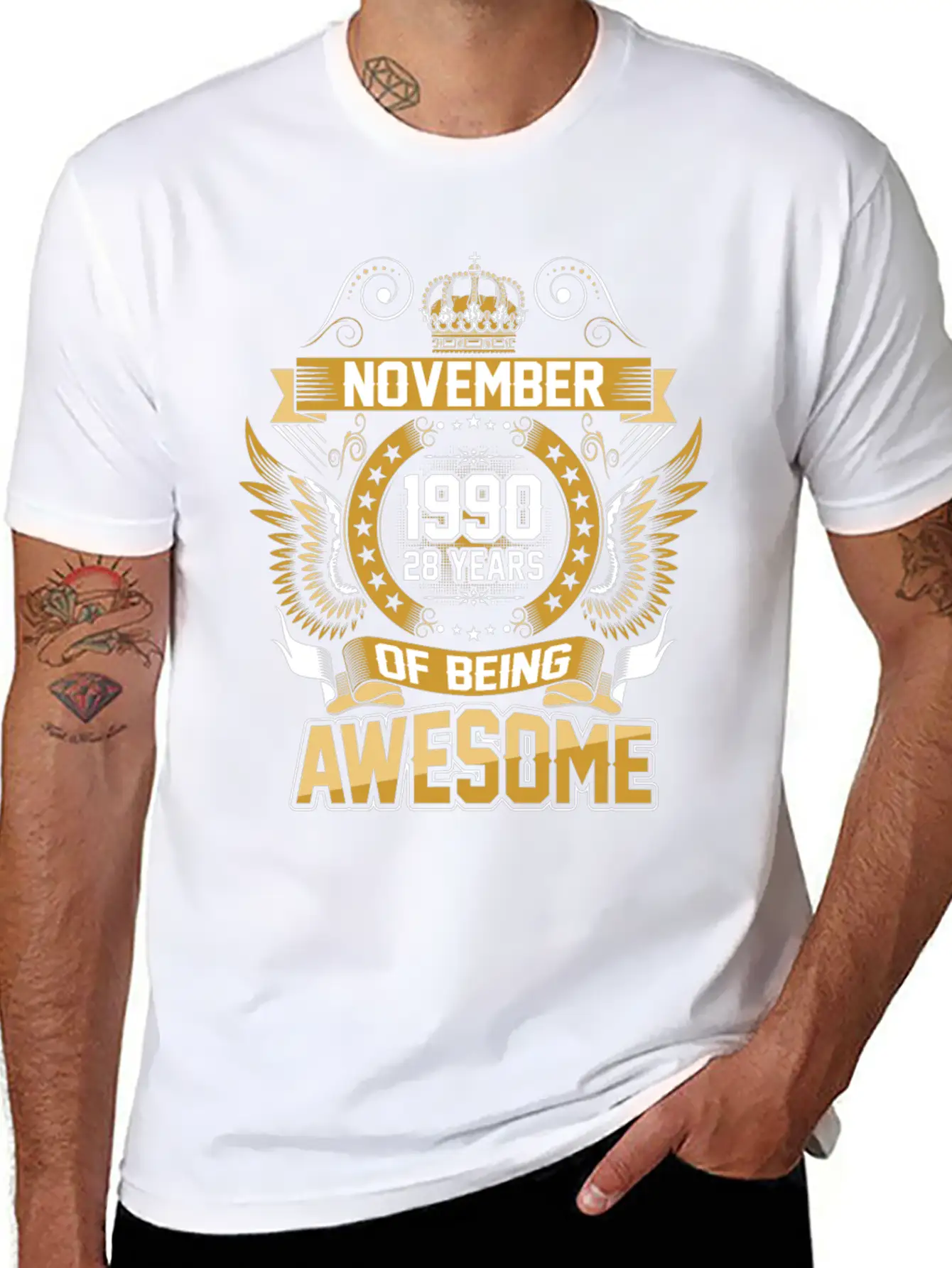 November 1990 28 Years Of Being Awesome Unisex Short Sleeve Soft Cotton T-Shirt – Casual Everyday Wear