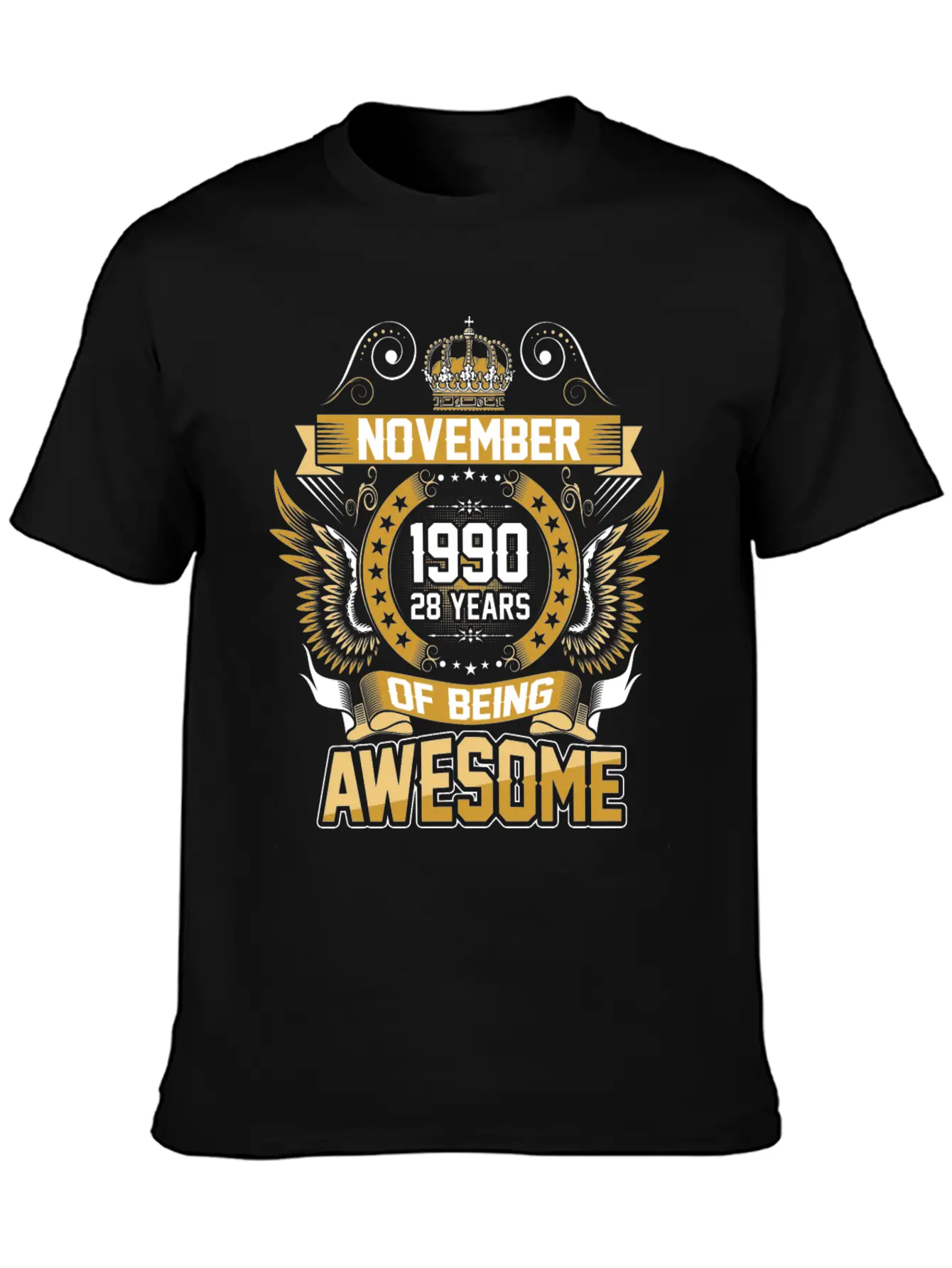 November 1990 28 Years Of Being Awesome Unisex Short Sleeve Soft Cotton T-Shirt – Casual Everyday Wear