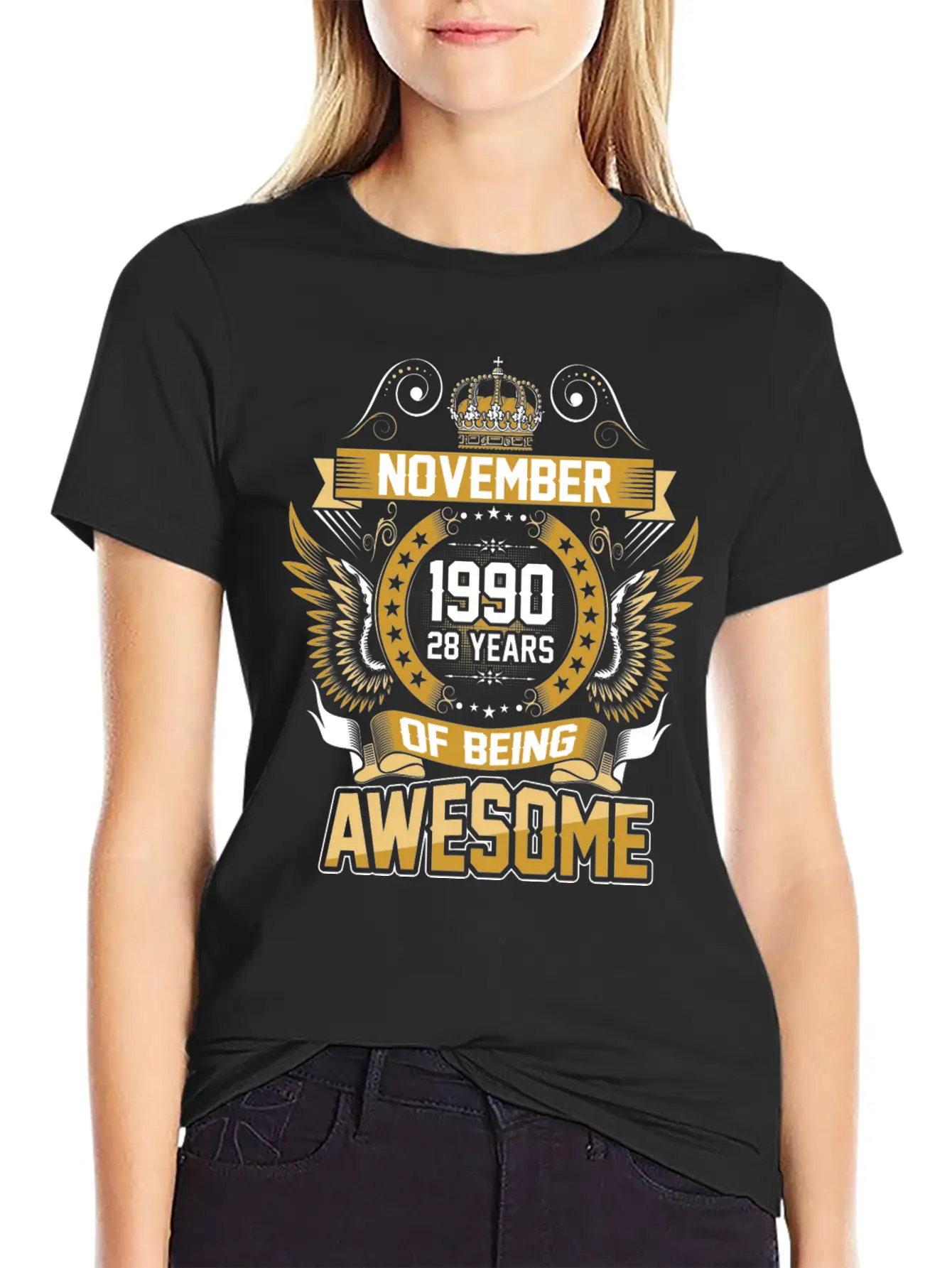 November 1990 28 Years Of Being Awesome Unisex Short Sleeve Soft Cotton T-Shirt – Casual Everyday Wear