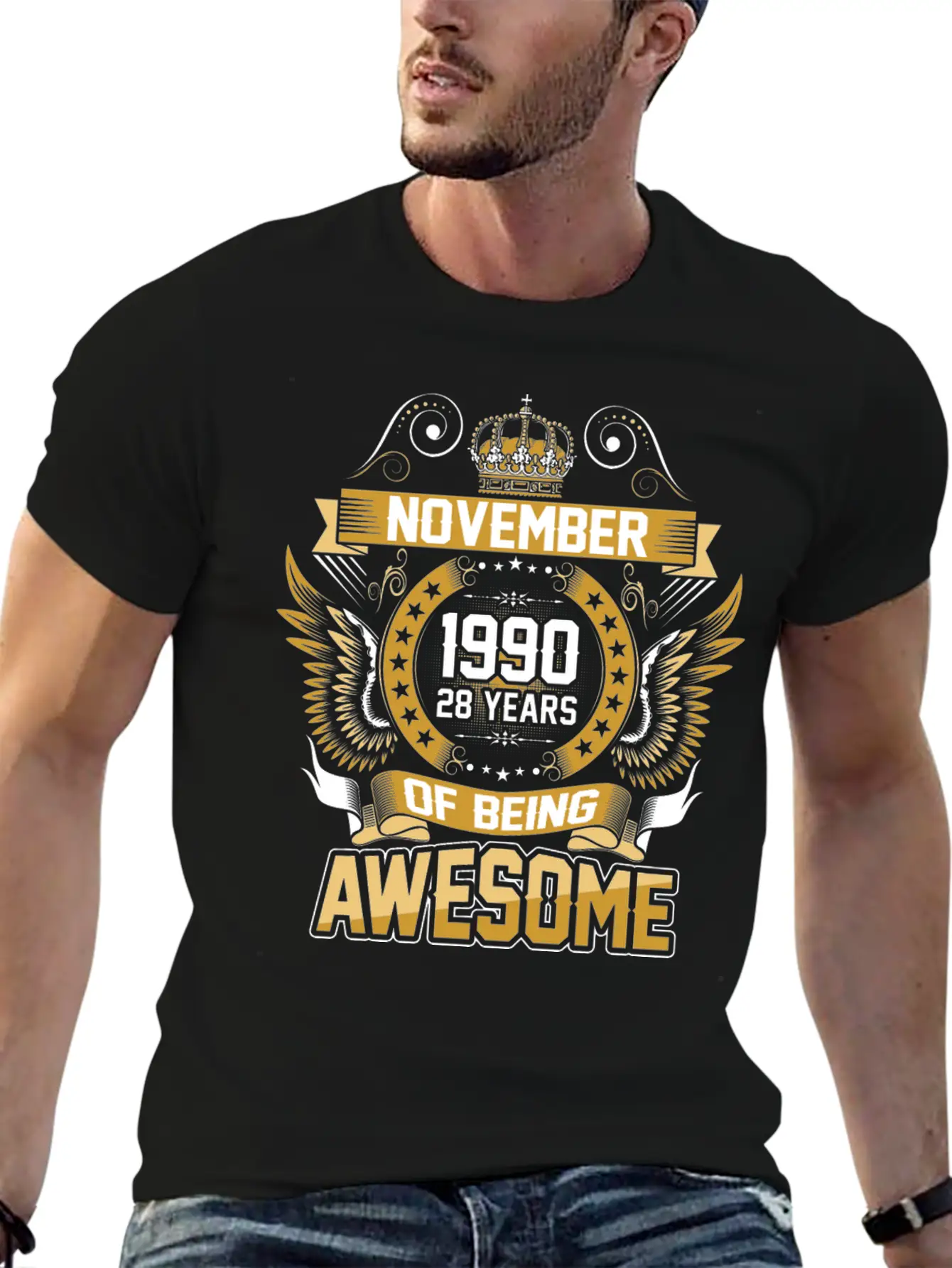November 1990 28 Years Of Being Awesome Unisex Short Sleeve Soft Cotton T-Shirt – Casual Everyday Wear