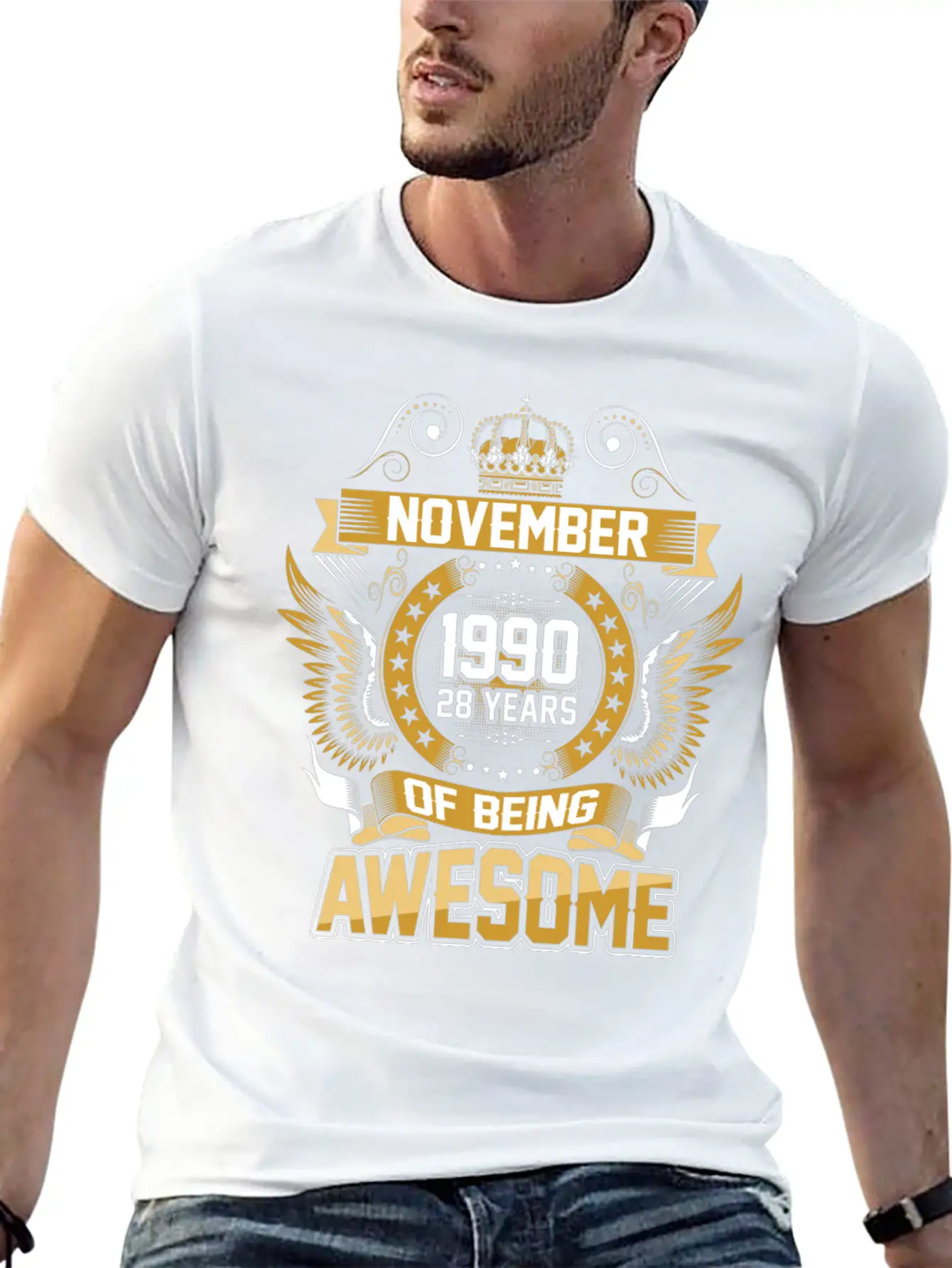 November 1990 28 Years Of Being Awesome Unisex Short Sleeve Soft Cotton T-Shirt – Casual Everyday Wear