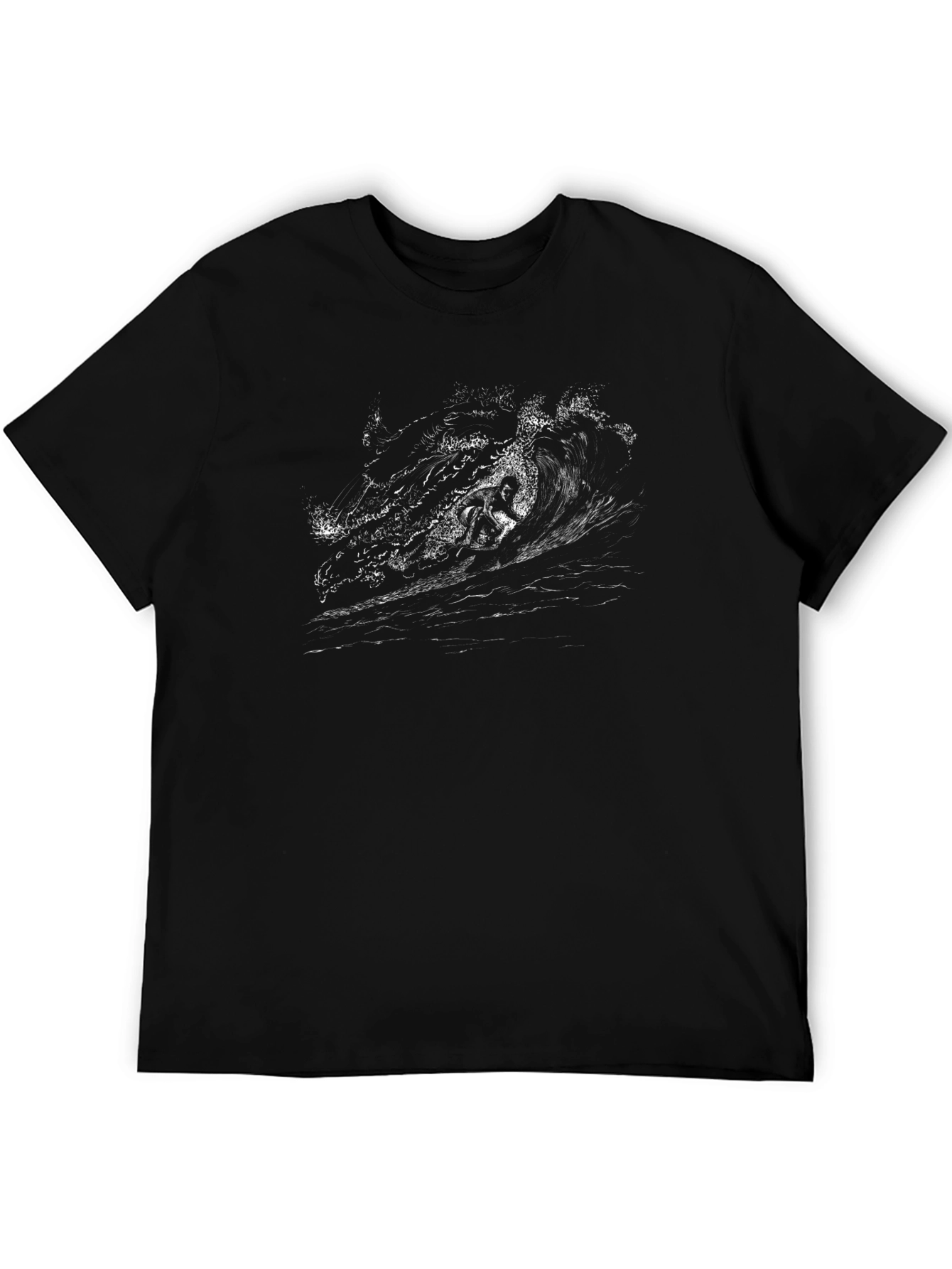 Surfer Wave Graphic Black T-Shirt