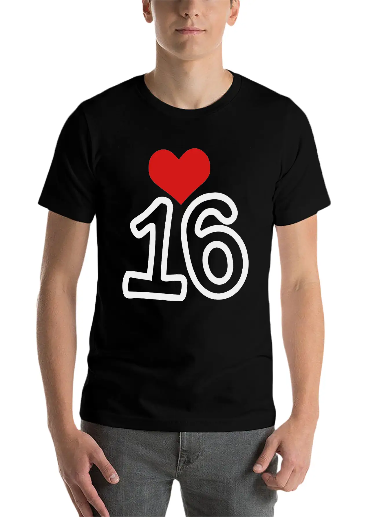 Number_16 & Heart Basic Graphic T-Shirt – Daily Comfort In Soft Cotton