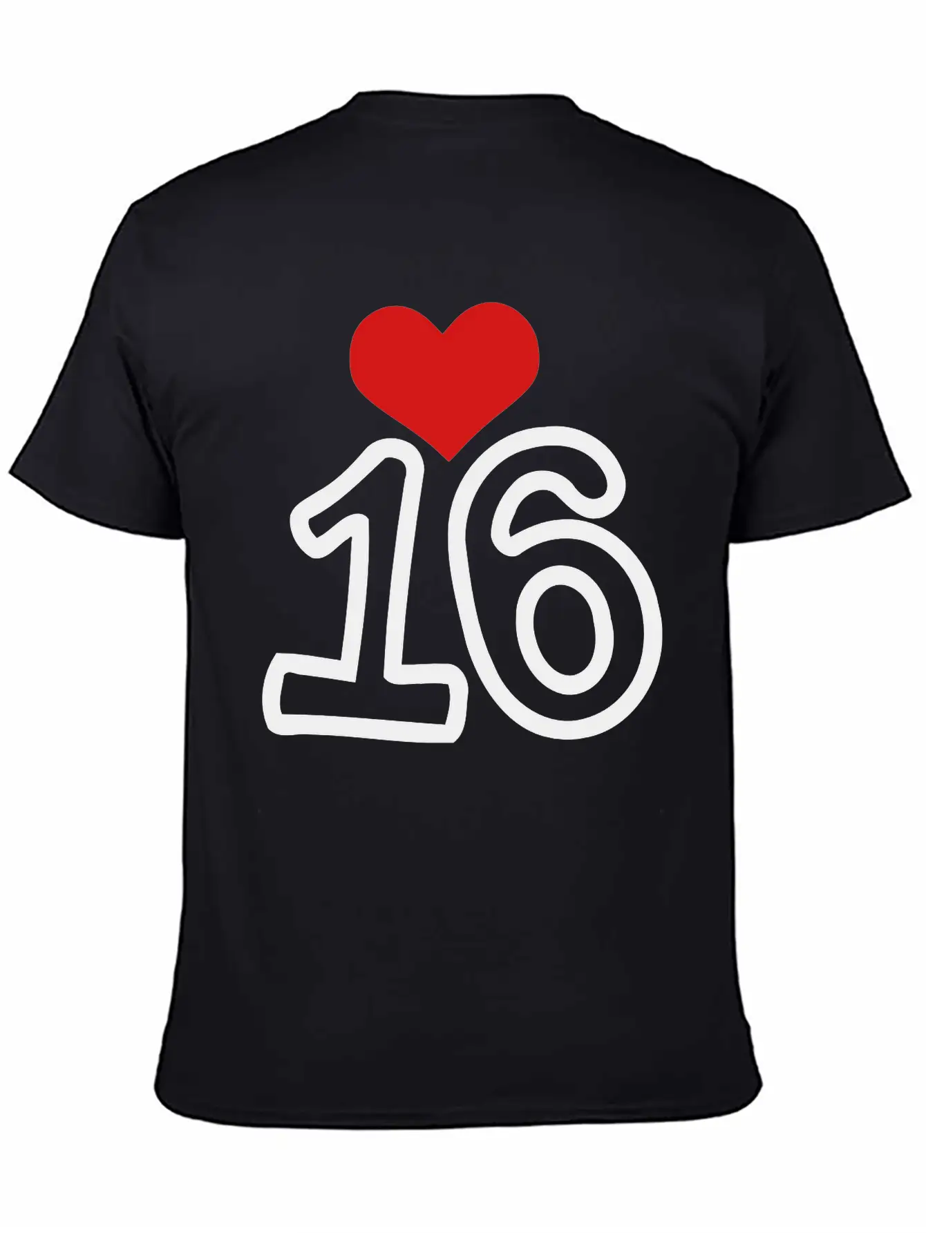 Number_16 & Heart Basic Graphic T-Shirt – Daily Comfort In Soft Cotton