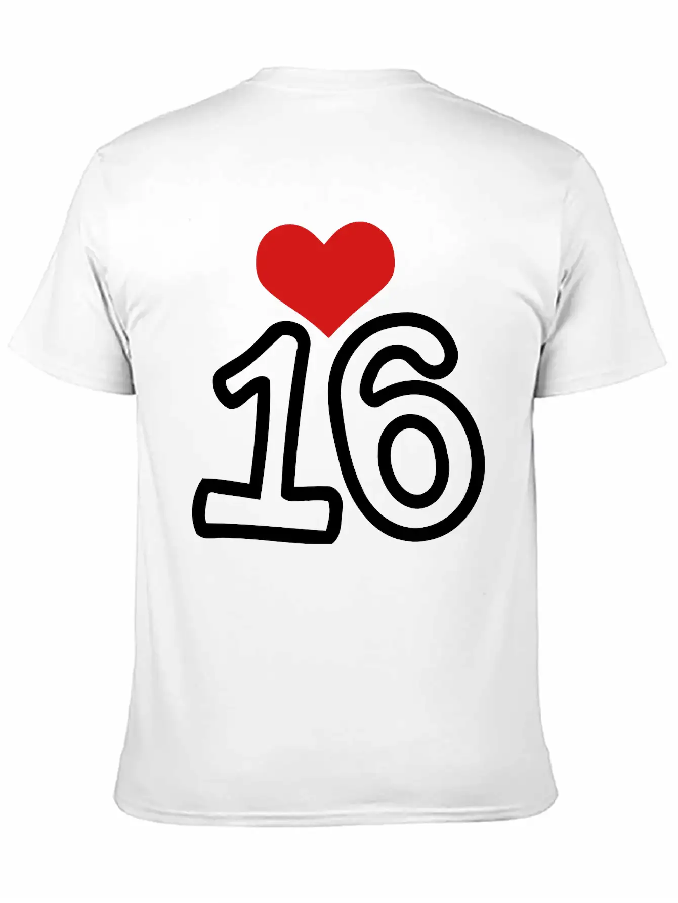 Number_16 & Heart Basic Graphic T-Shirt – Daily Comfort In Soft Cotton